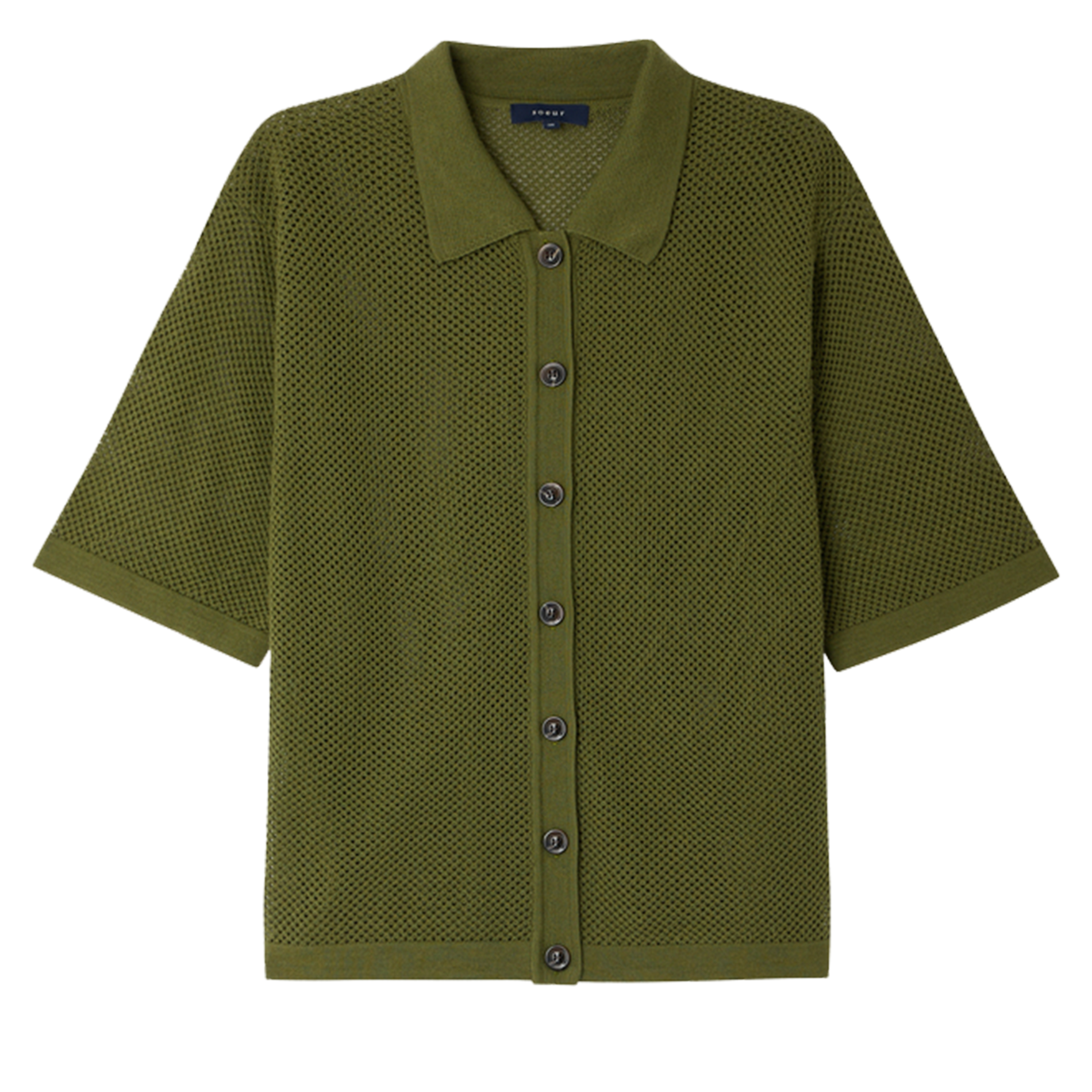 Cardigan ajouré manches courtes en laine SOEUR Vert