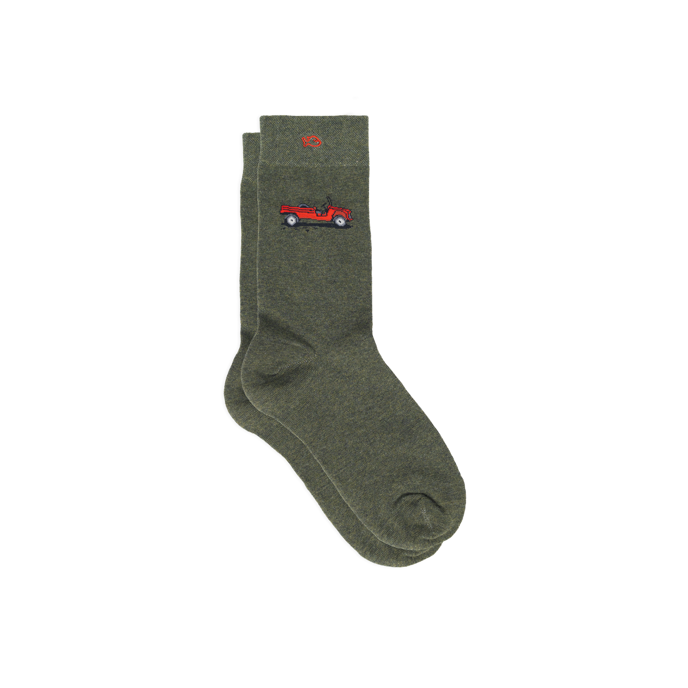 Combed Cotton Socks with Patterns BILLYBELT Khaki