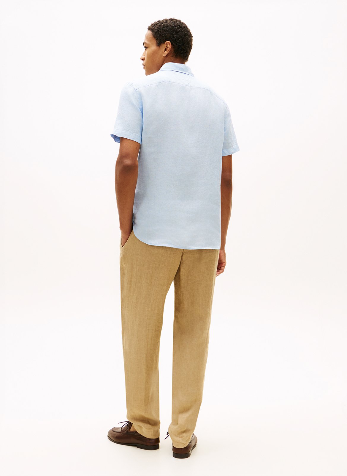 Chemise droite col classique en lin TOMMY HILFIGER Bleu