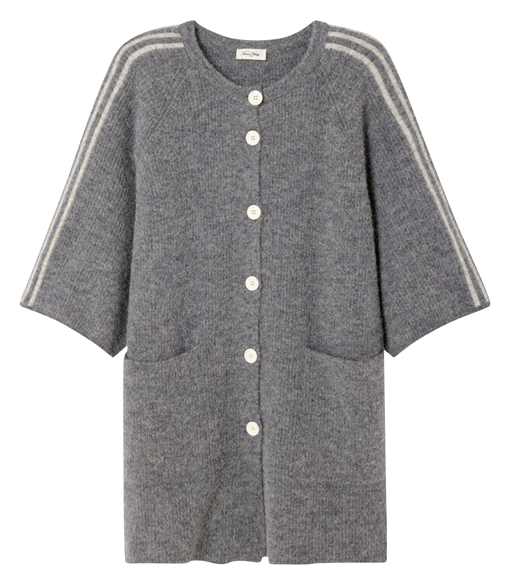 Recht gebreid vest met ronde hals AMERICAN VINTAGE Grijs