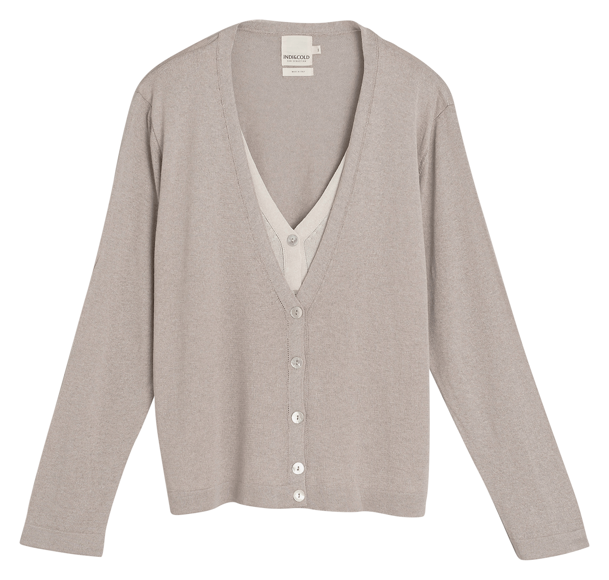 Cardigan mit V-Ausschnitt INDI & COLD Beige