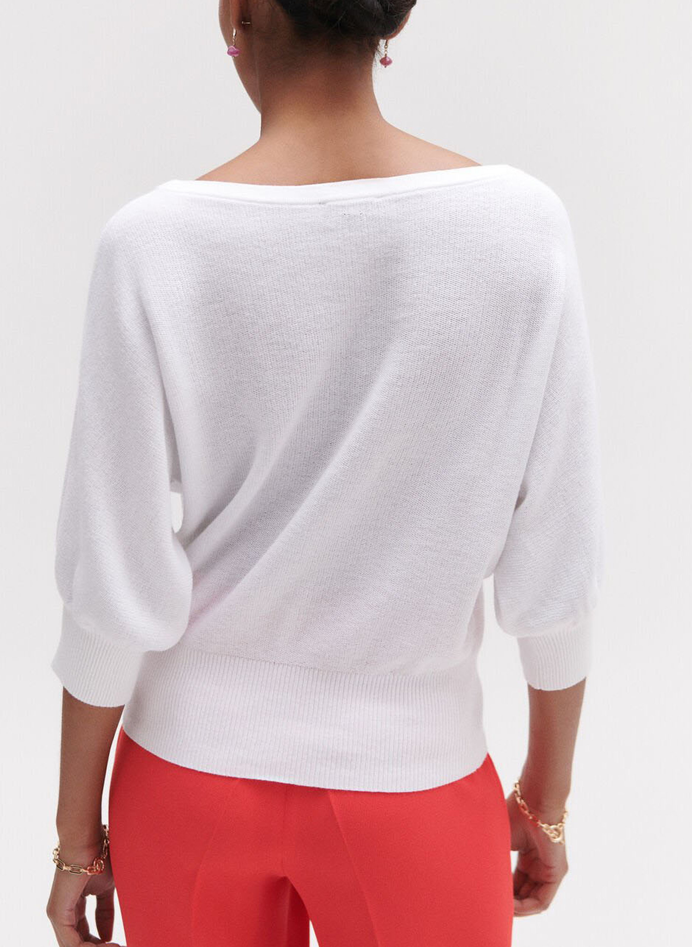 Oversized boat-neck cotton sweater CAROLL White