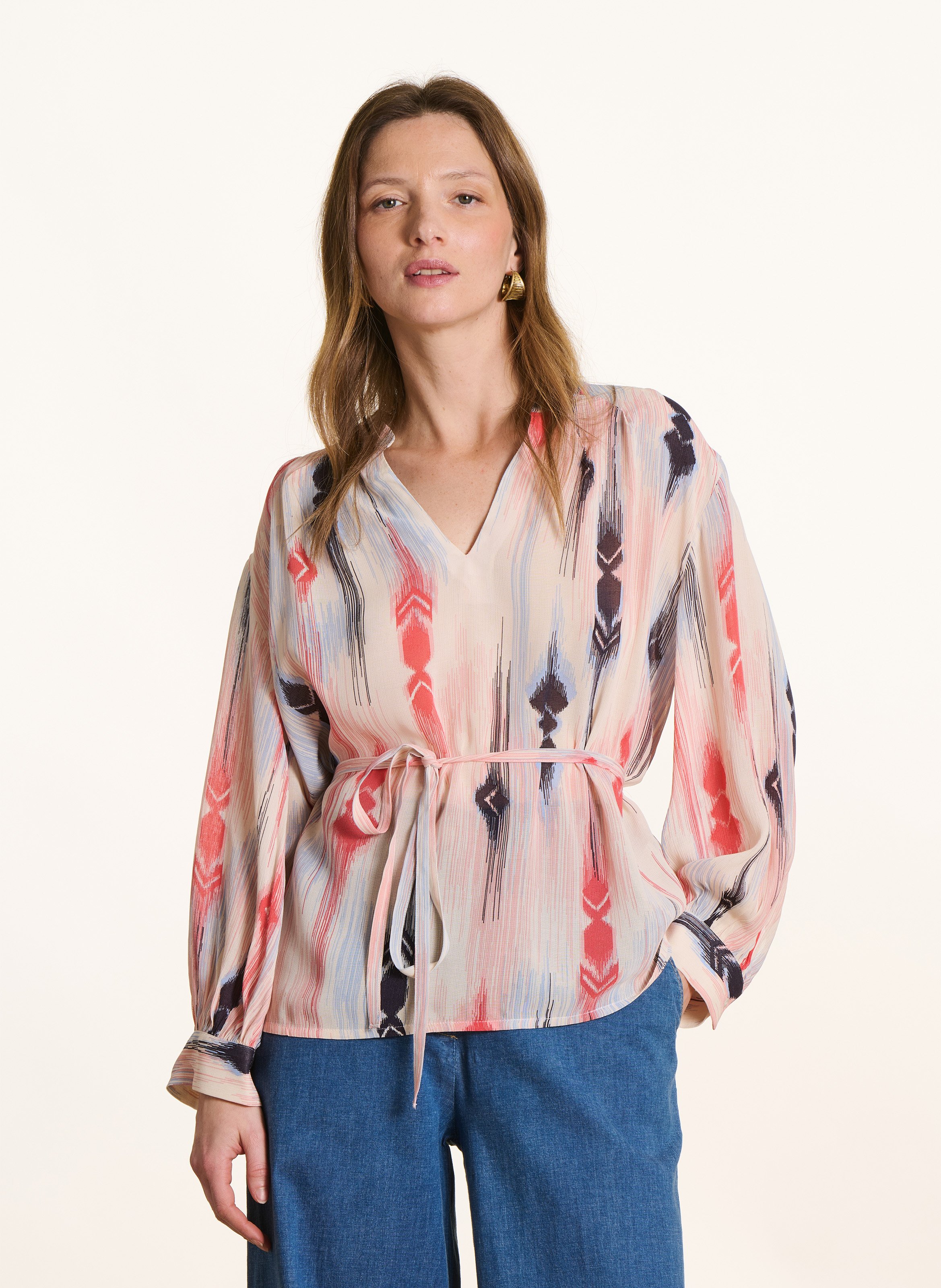 Blouse ample col tunisien LA FEE MARABOUTEE Multicolore