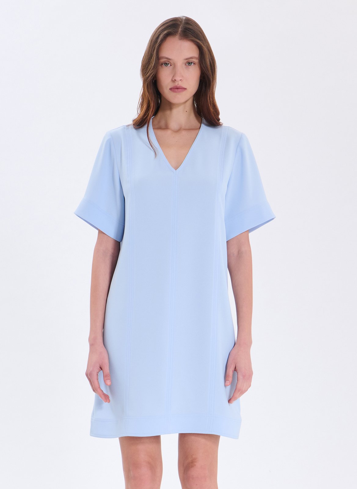 Robe courte col V ZAPA Bleu