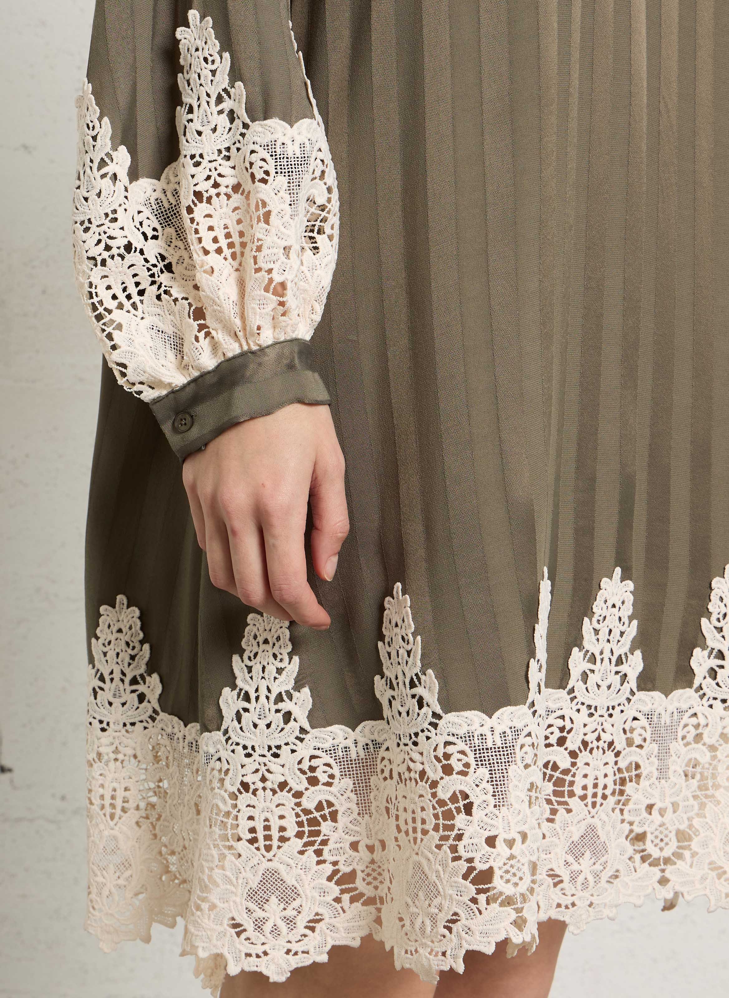 Loose-fit V-neck dress IKKS Khaki