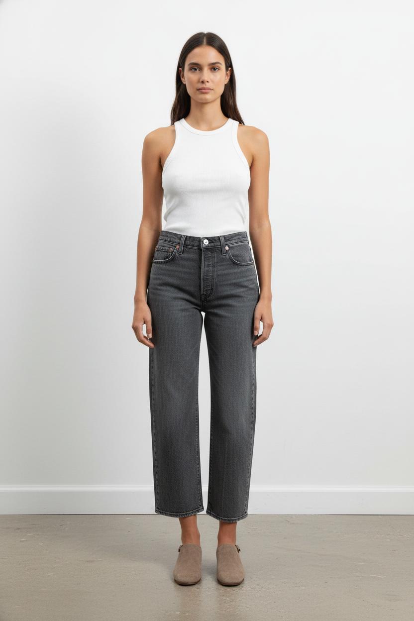 Cropped slim jeans with studs LEVI'S - Seconde main Grey
