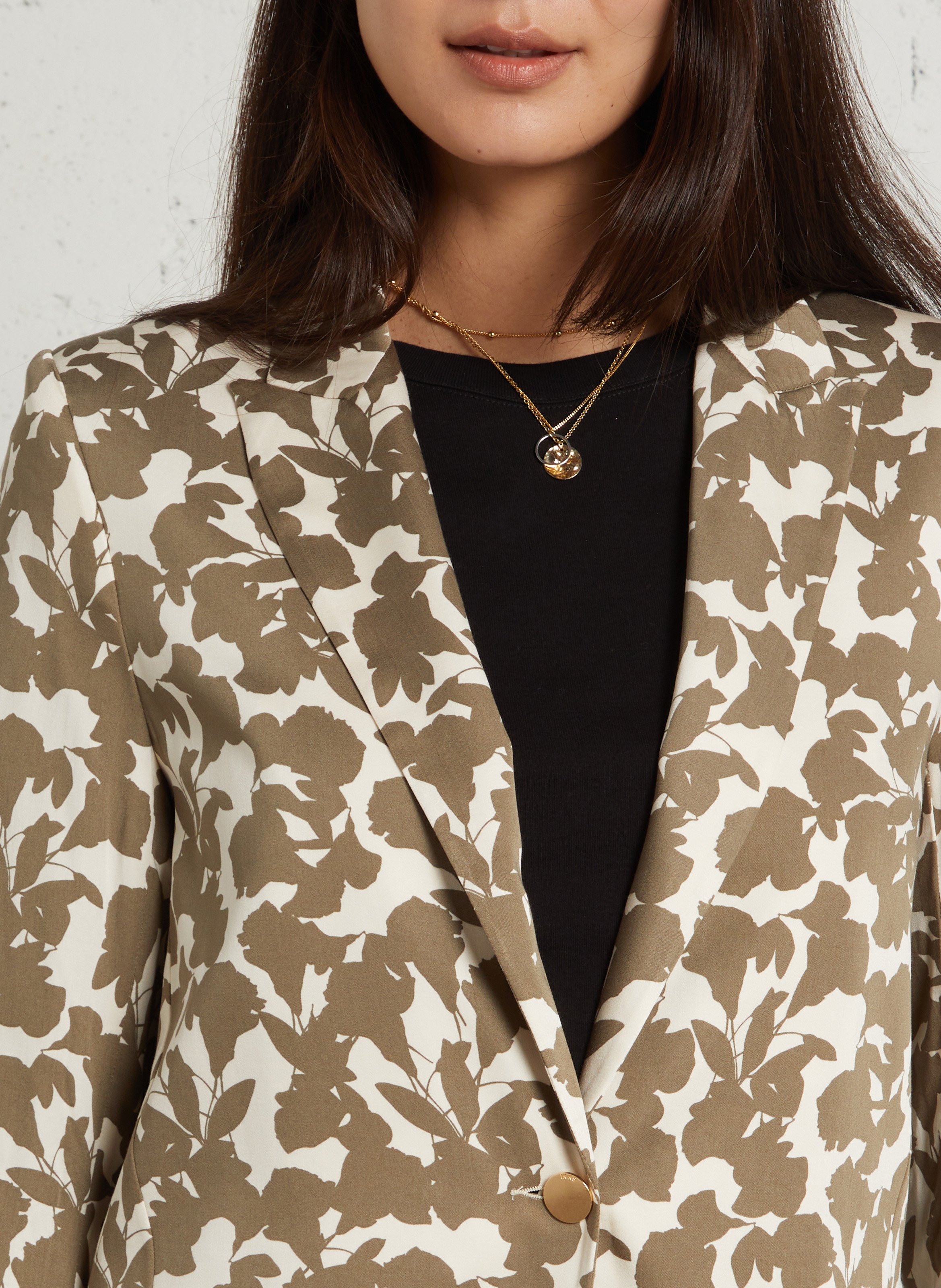 Straight-fit jasje met reverskraag en print IKKS Kaki