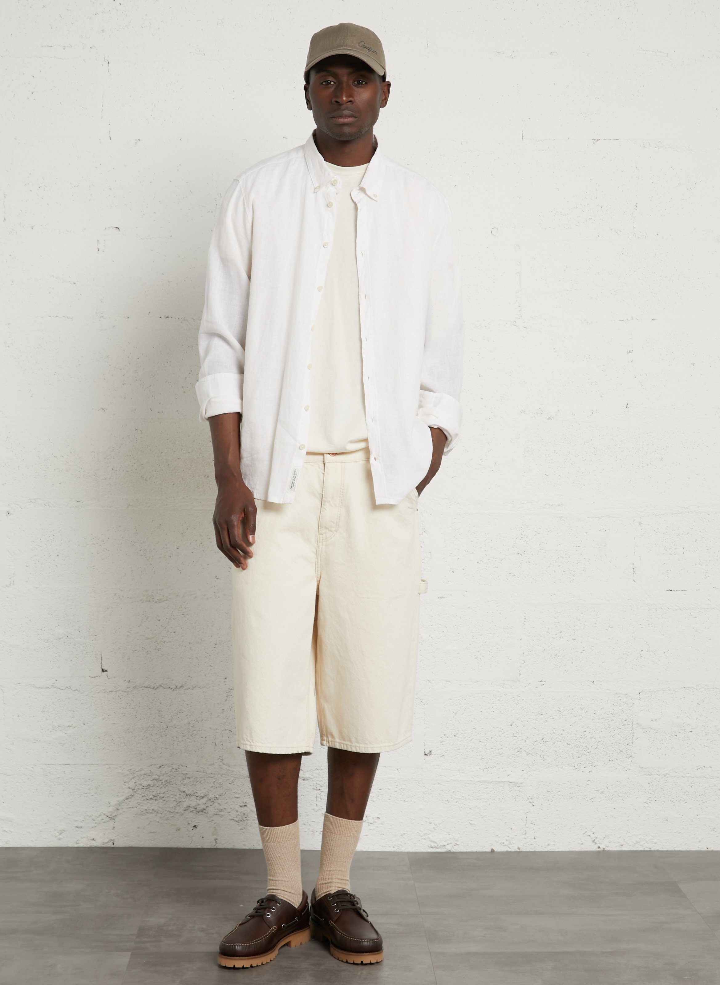 Linen-blend shirt with classic collar CASUAL FRIDAY White
