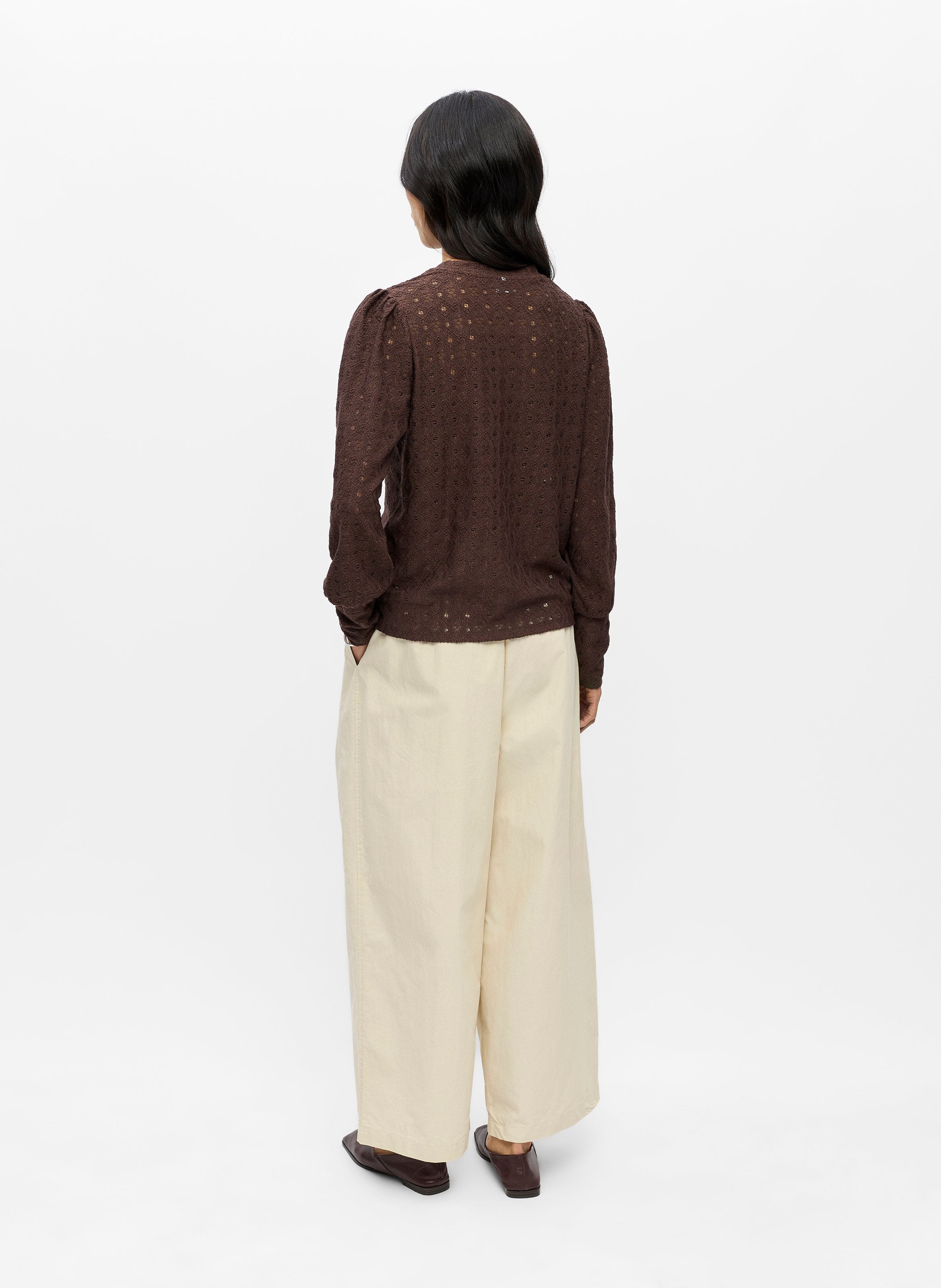 Top oversize col rond OBJECT Marron