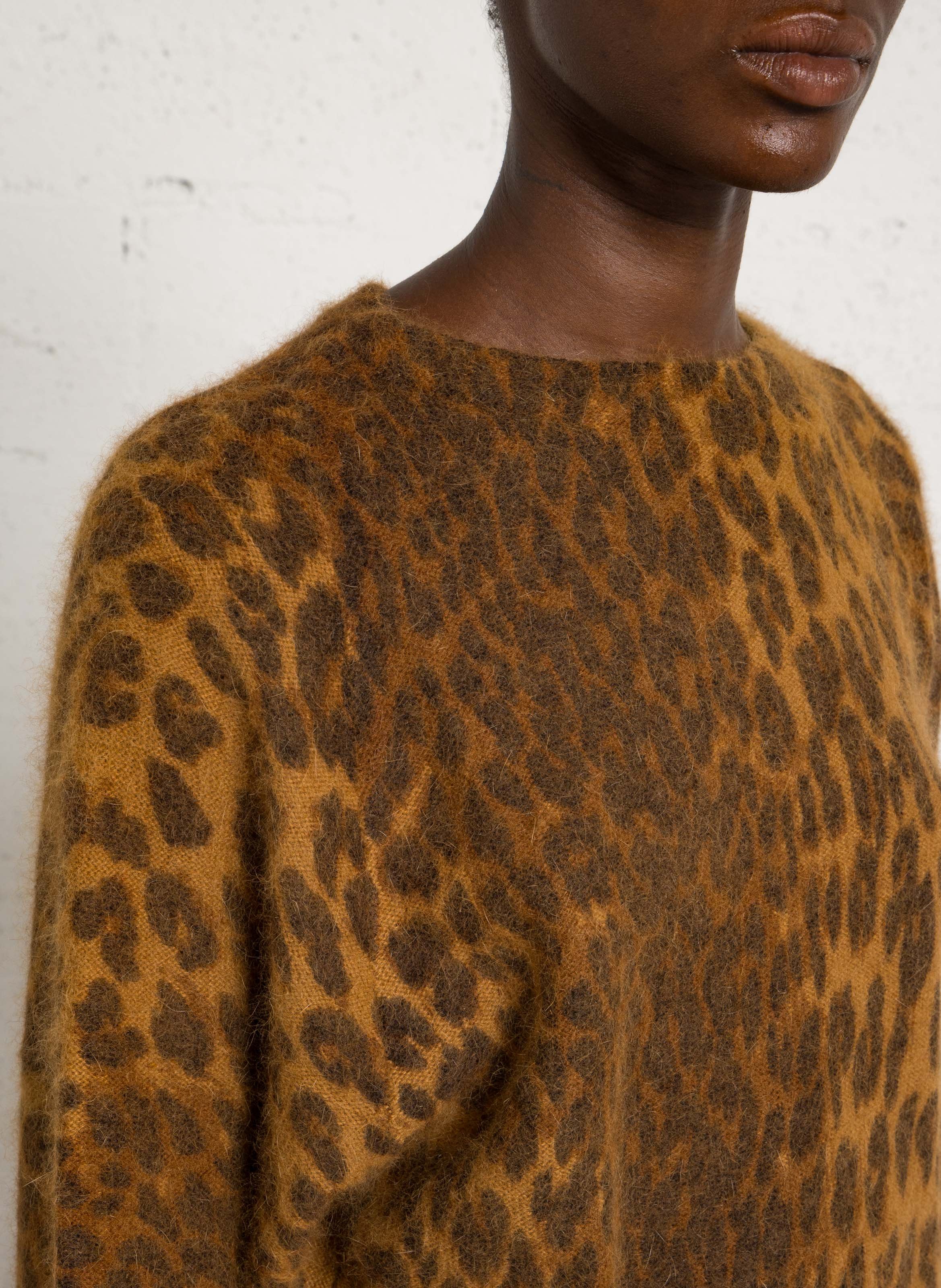 Pull droit col rond en maille imprimée BELLEROSE Gris