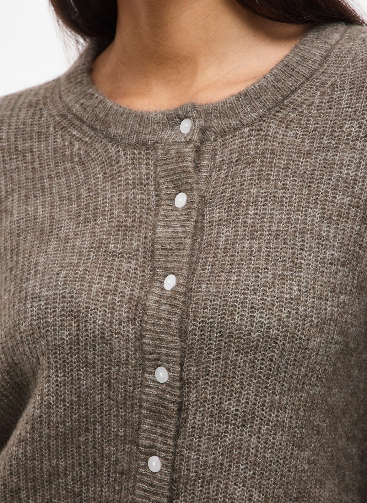 Straight knitted cardigan VILA Brown