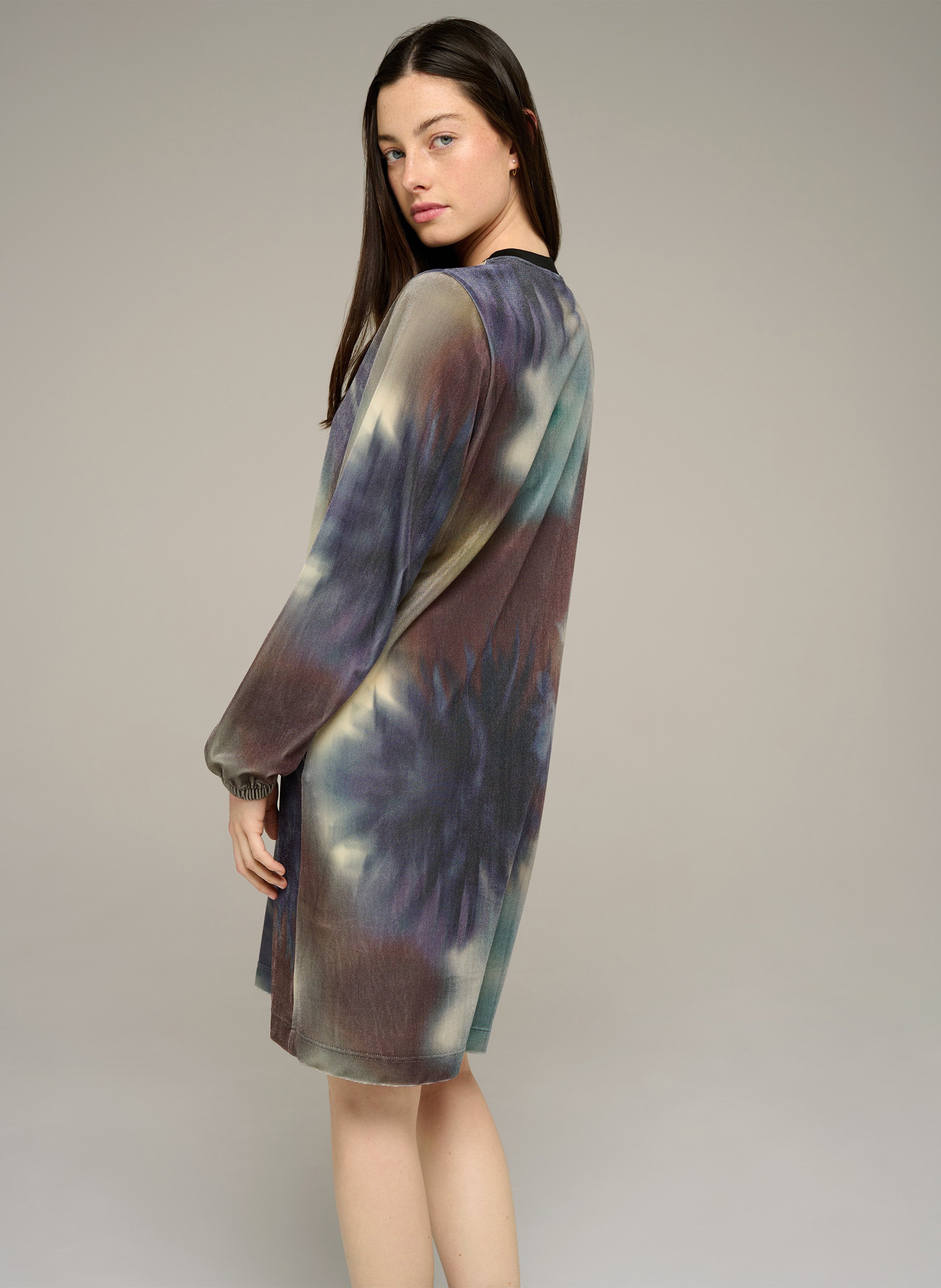 Robe courte col rond à imprimé COTELAC ACOTE Noir
