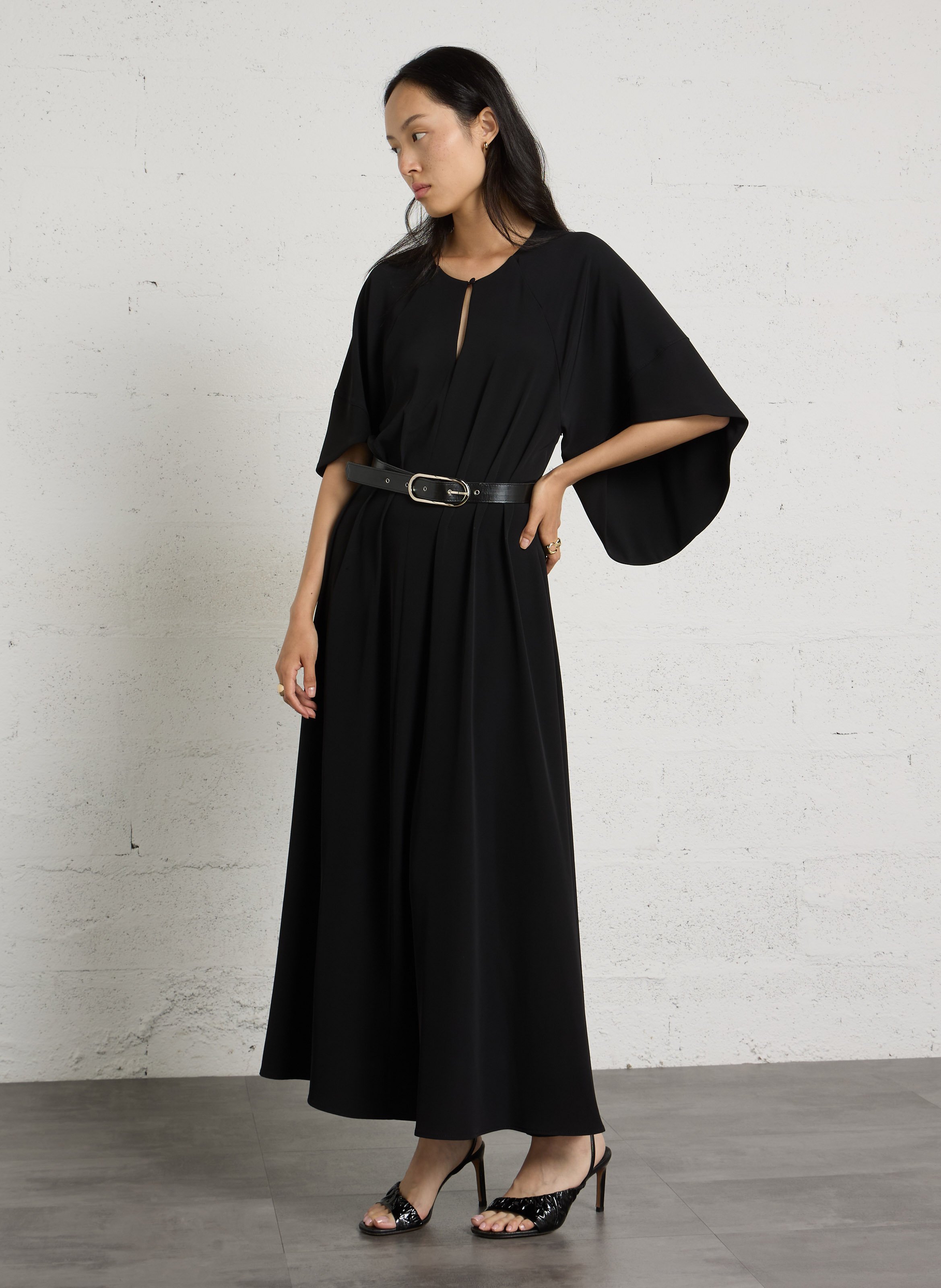 Robe longue cintrée avec ceinture IMPERIAL Noir