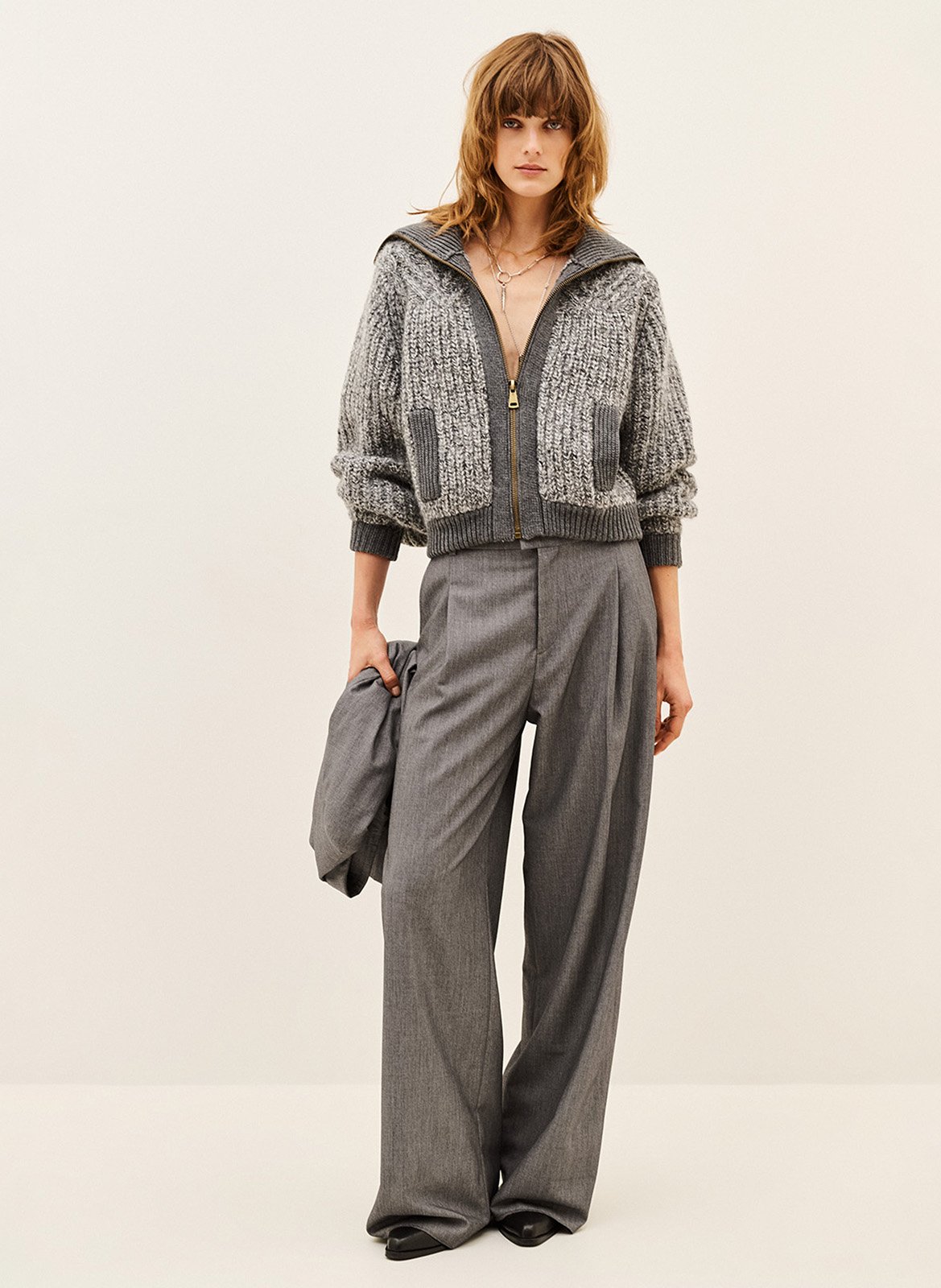 Pantalon à pinces droit uni BA&SH Gris
