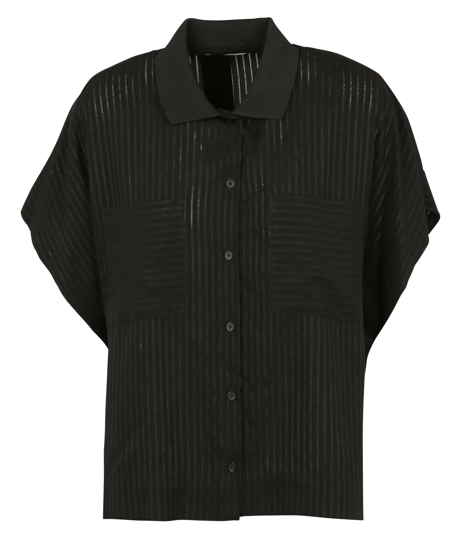 Weite einfarbige Bluse mit Knopfleiste COTELAC ACOTE Schwarz