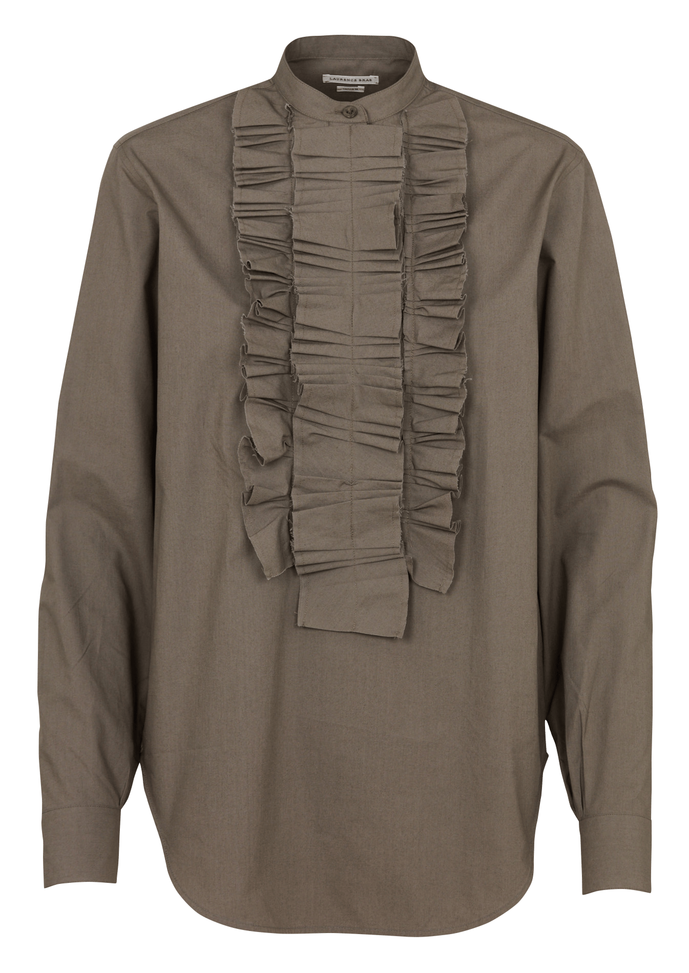 Round-neck ruffled blouse LAURENCE BRAS Khaki