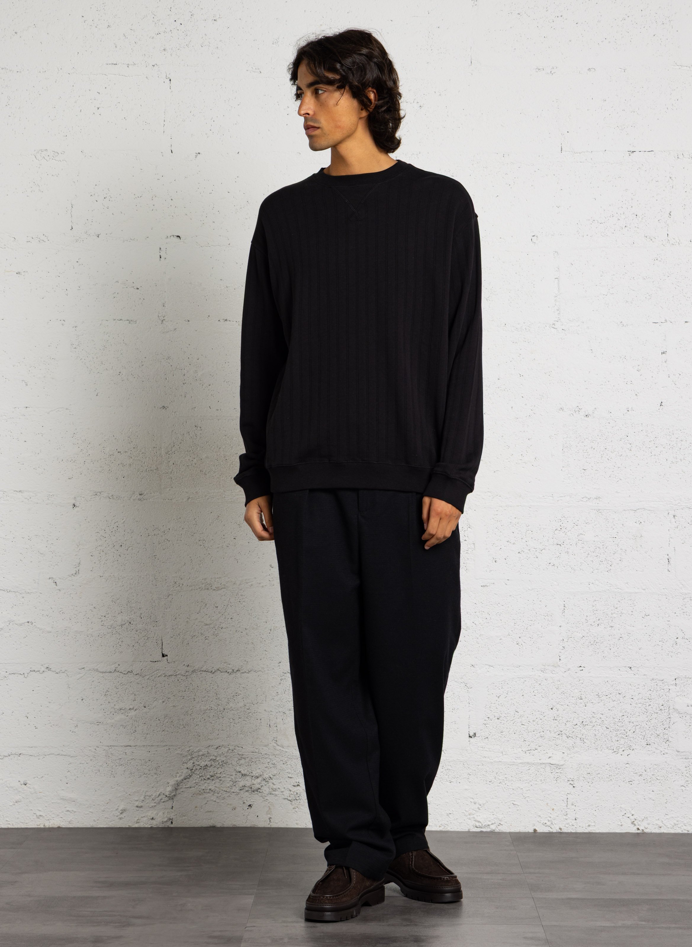 Straight-fit cotton crew-neck sweatshirt IKKS Black