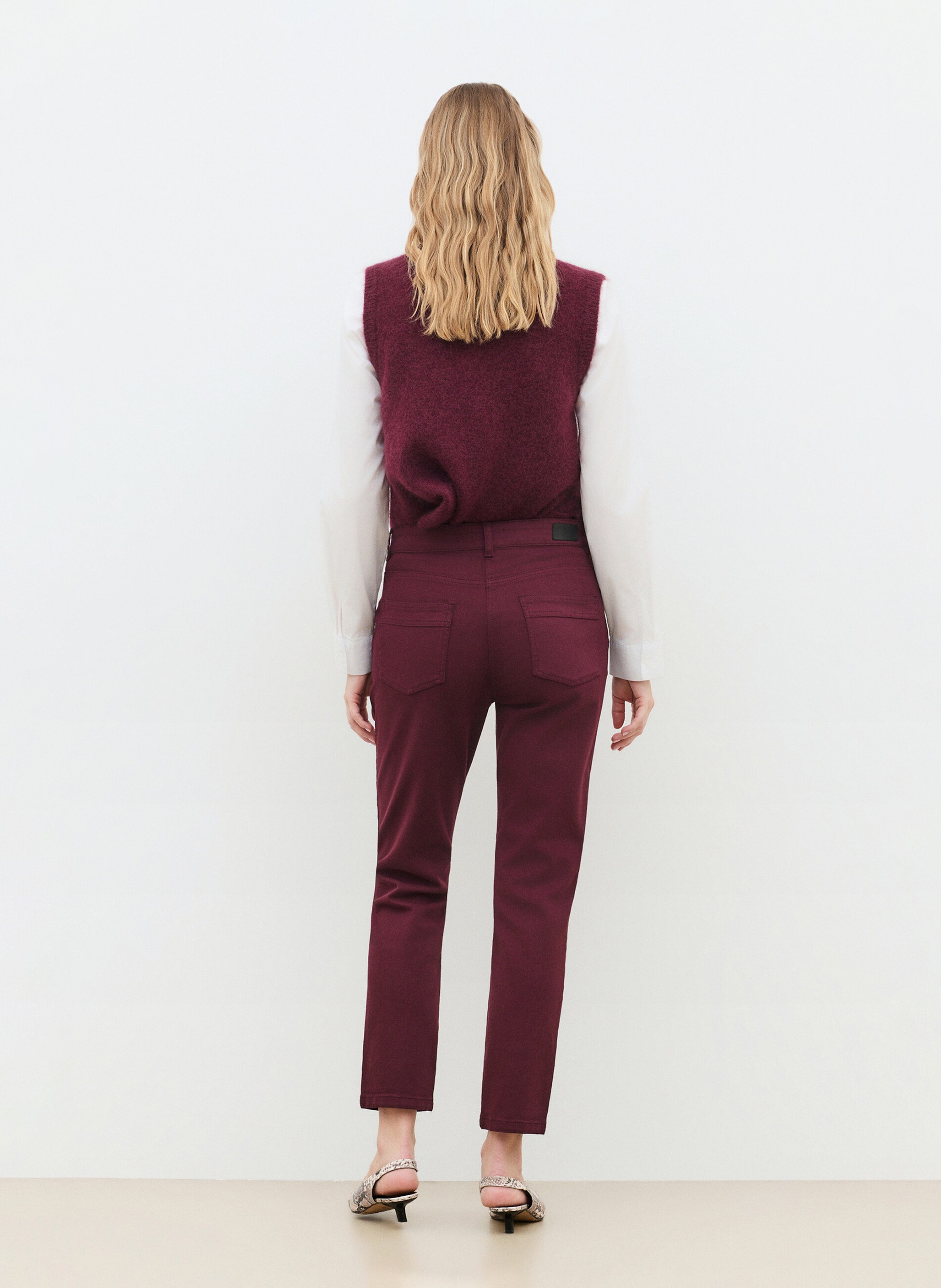 Pantalon slim en coton mélangé  CAROLL Rouge