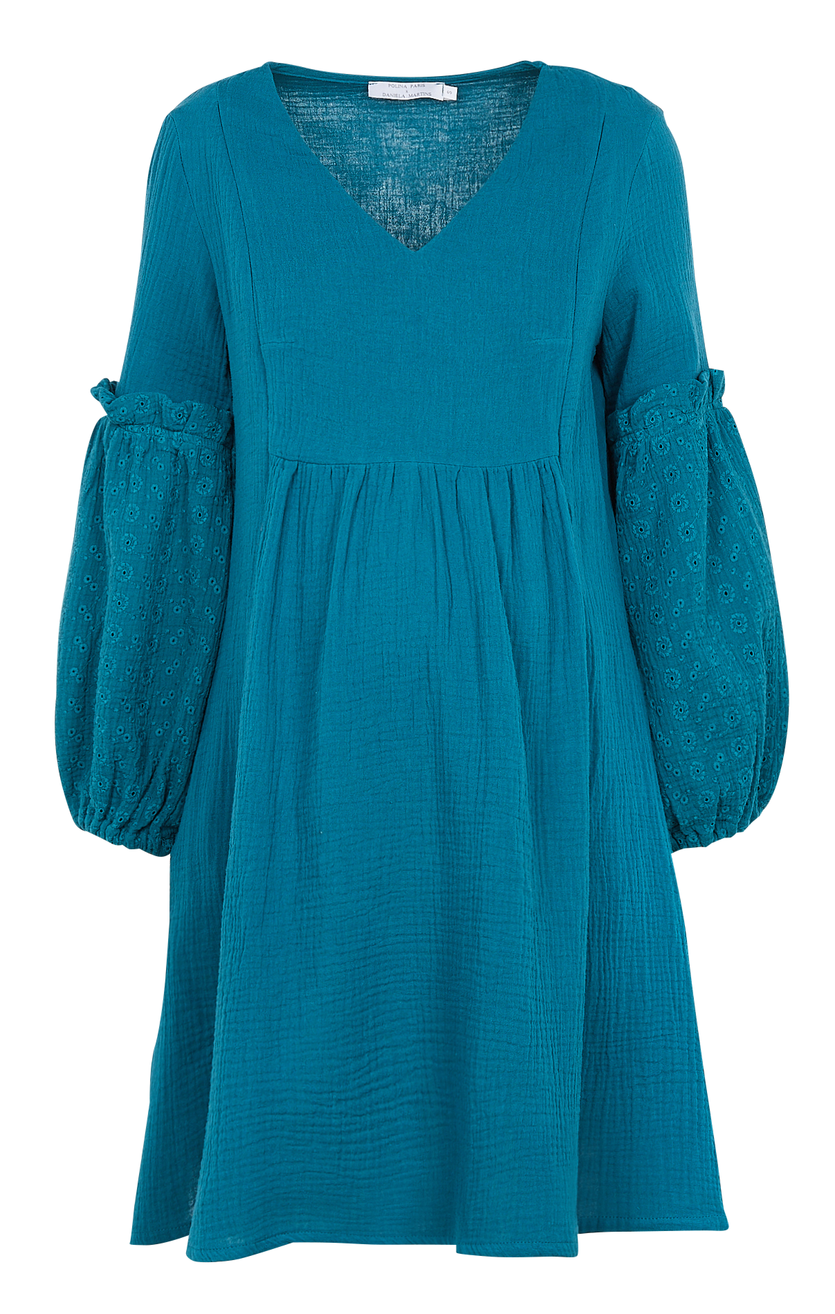 Abito midi premaman in cotone con maniche a sbuffo Blu