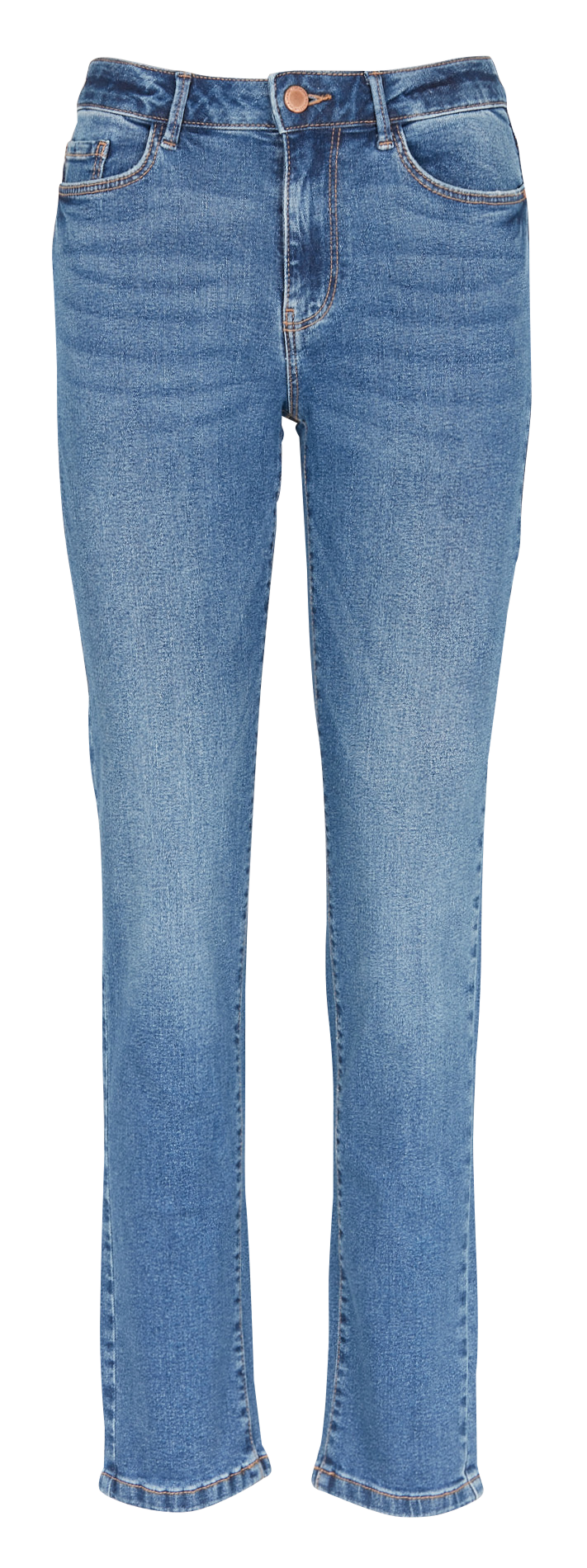 Jean droit taille mi-haute en denim de coton  VILA Bleu