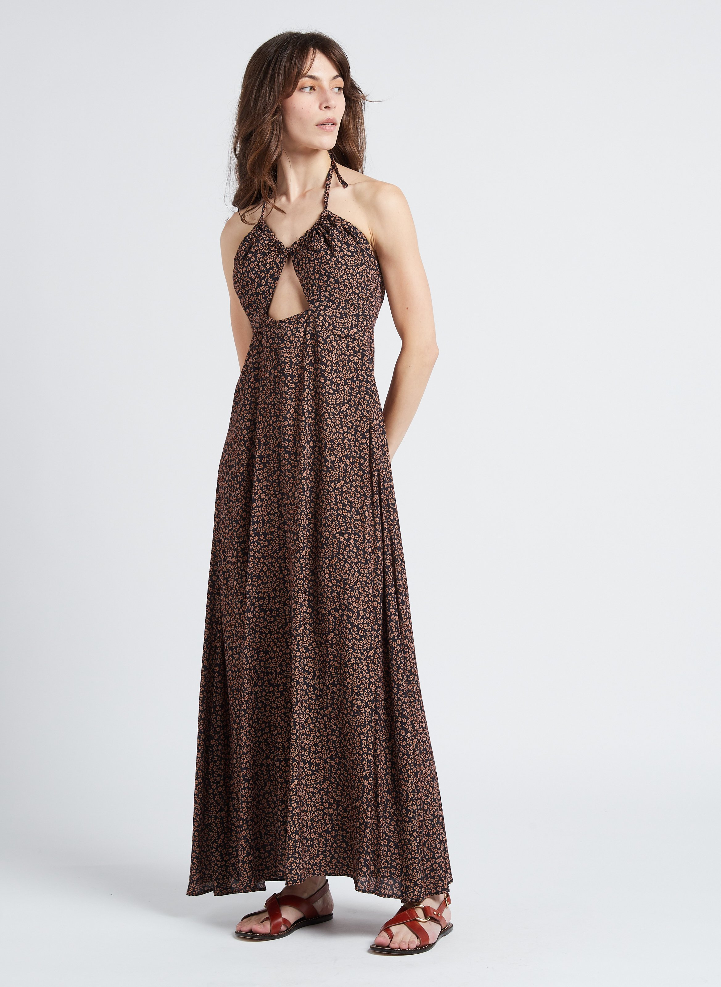 Printed V-neck dress THE NEW SOCIETY Black