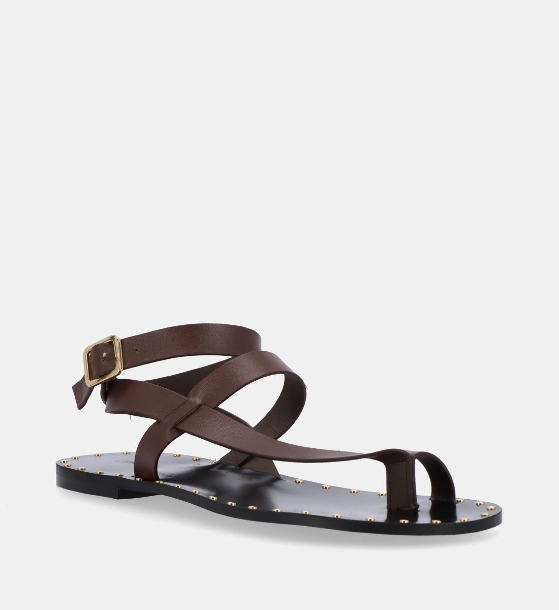 Aouda flat leather sandals ALOHAS Brown