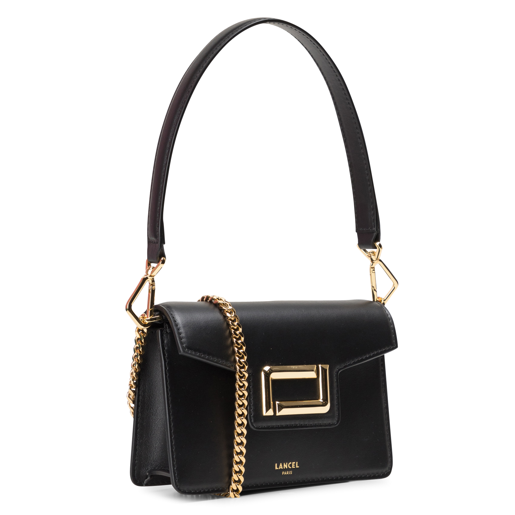 Mini leather flap shoulder bag Noir Lancel - Women A13275