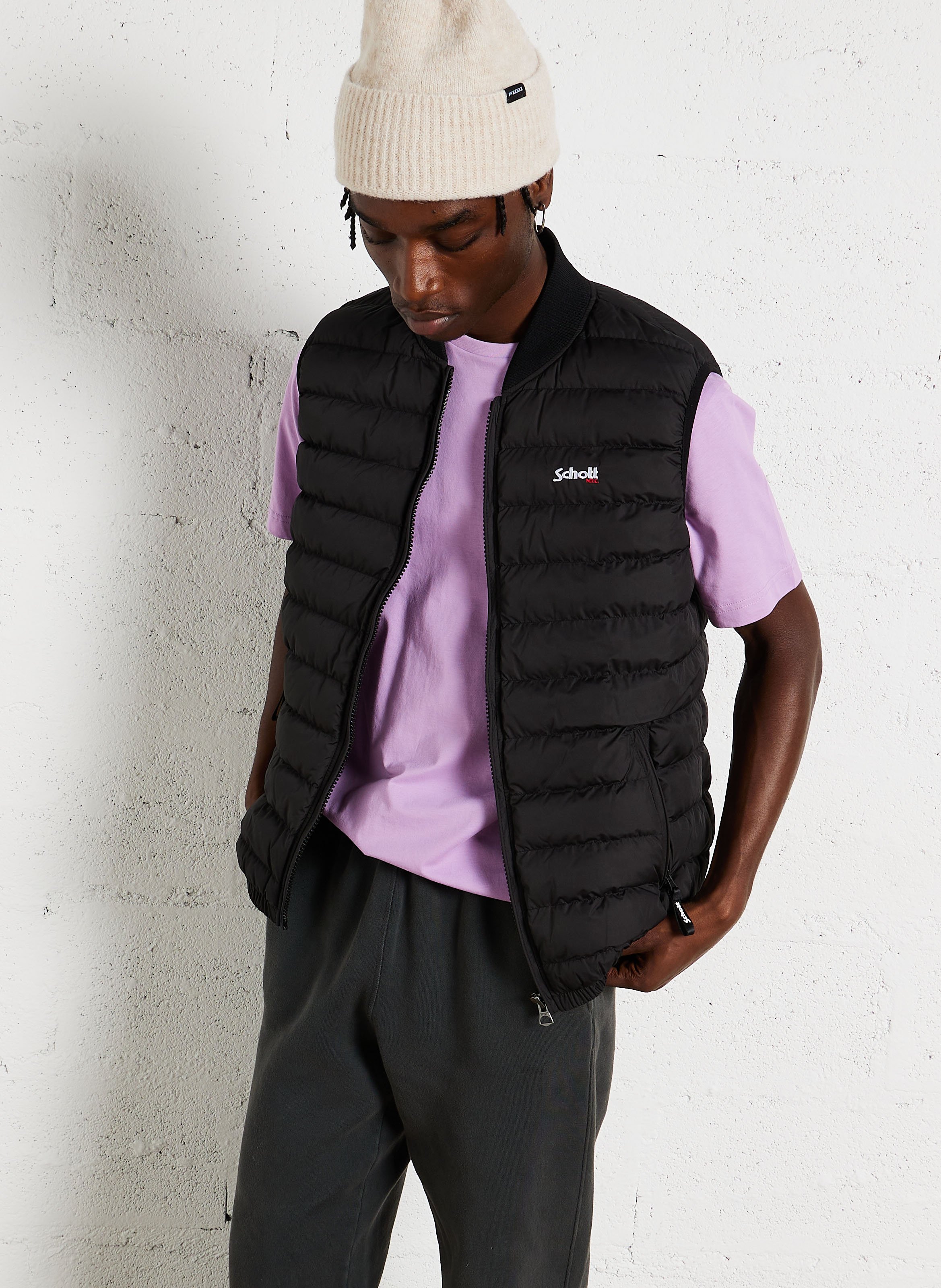 Doudoune matelassée sans manches SCHOTT Noir