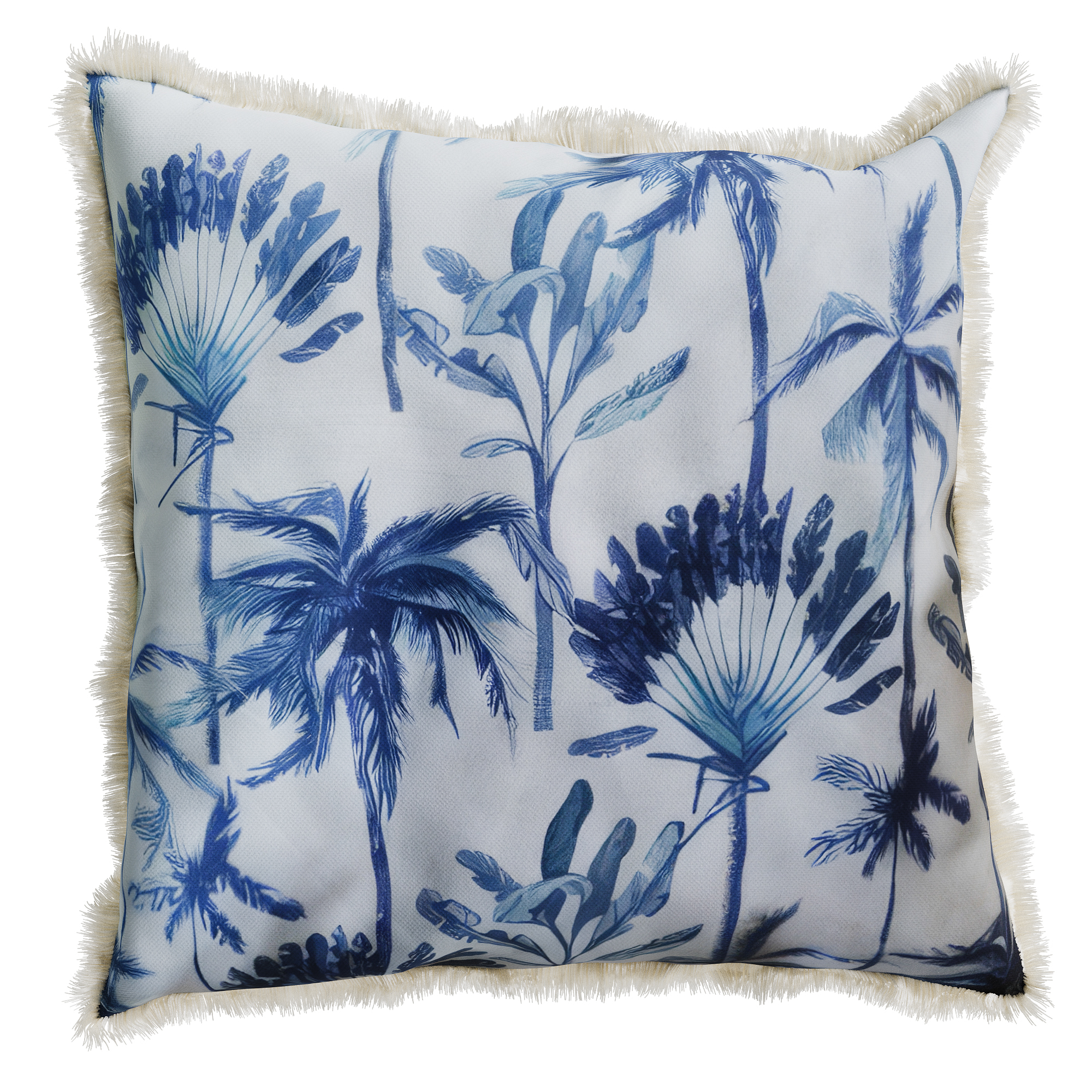 Square blue tropical foliage cushion POTIRON PARIS Multicolored