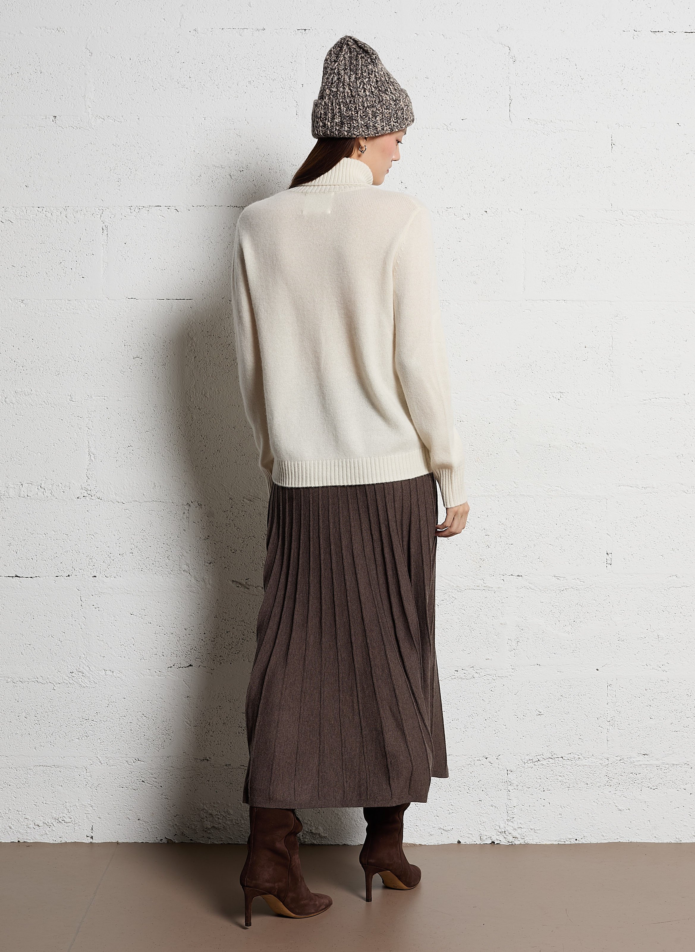 Straight cashmere turtleneck sweater MAISON 123 Beige