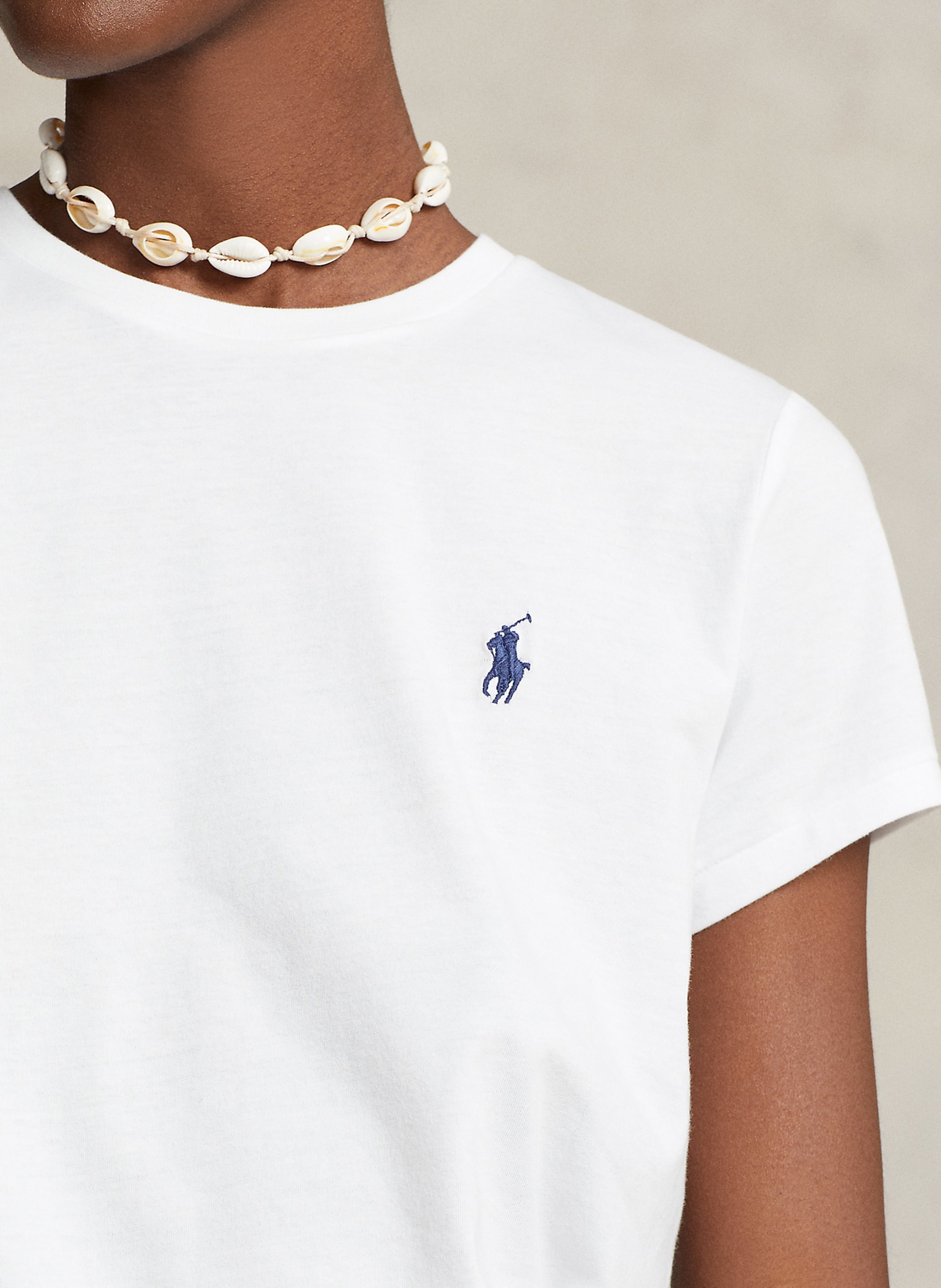 Besticktes Rundhals-T-Shirt aus Baumwolle POLO RALPH LAUREN Weiss