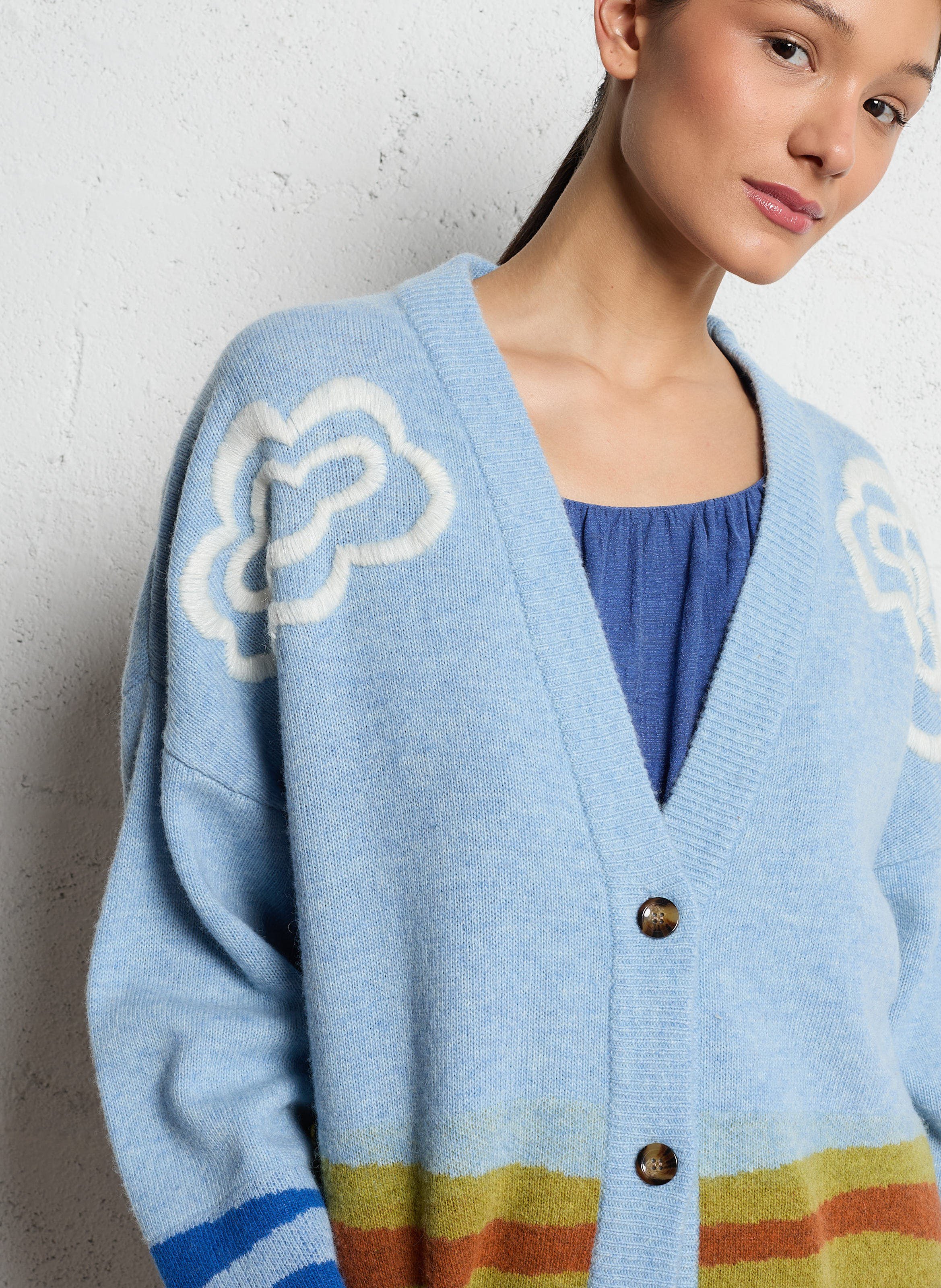 Cardigan ample imprimé en laine mélangée STELLA NOVA Multicolore