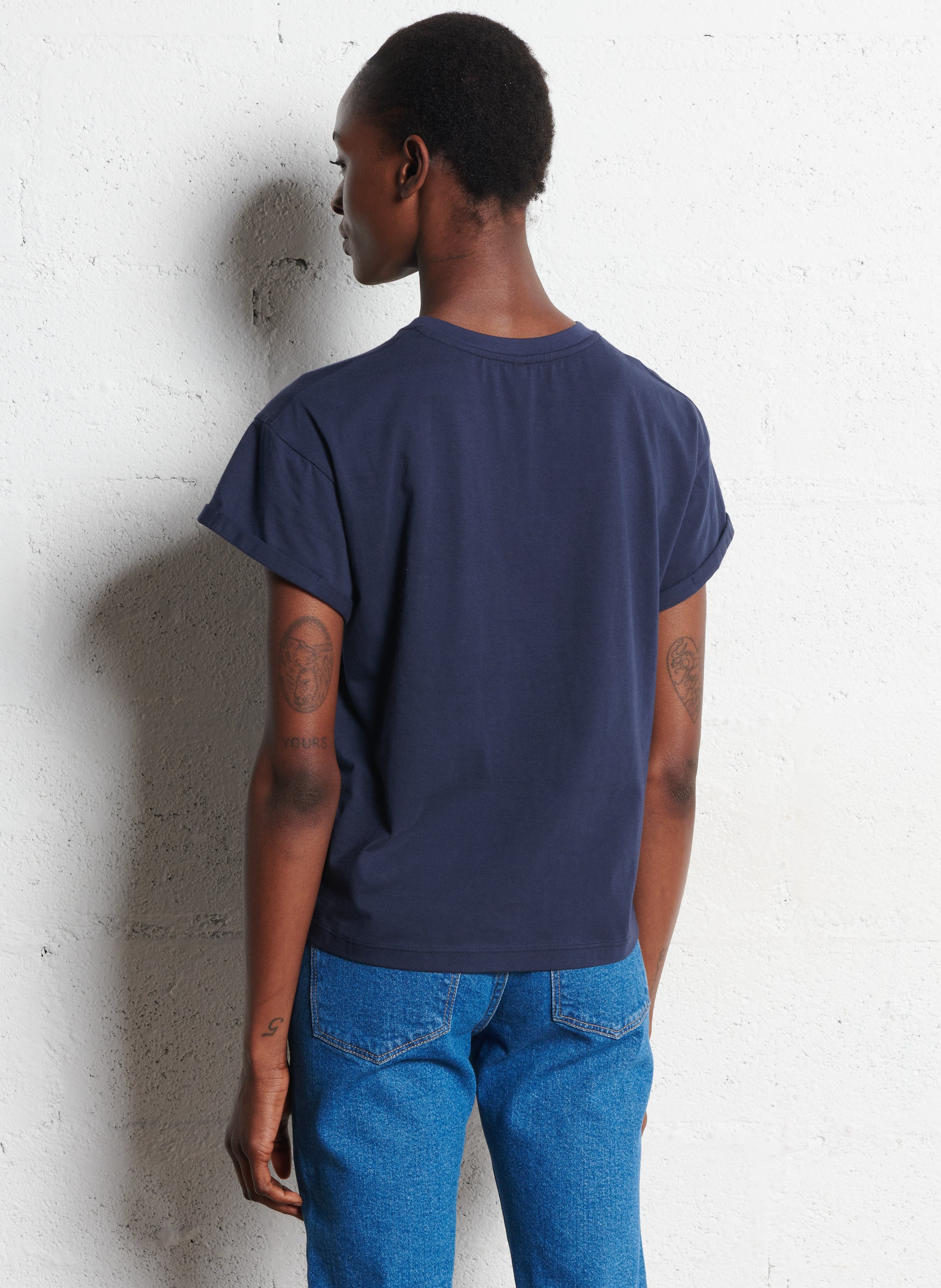 Tee-shirt col rond en coton I CODE Bleu