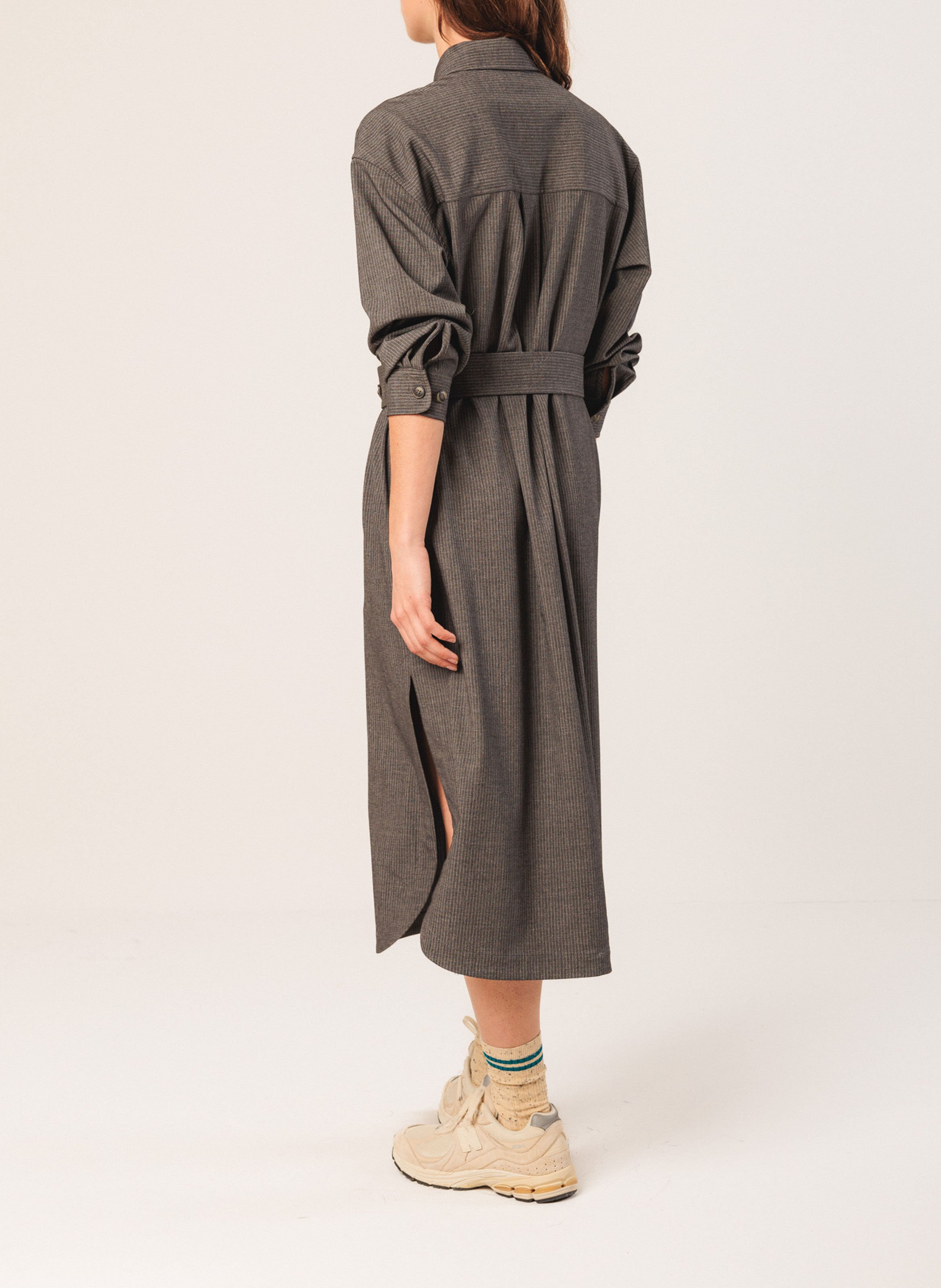 Midi dress with classic collar INDI & COLD Silver