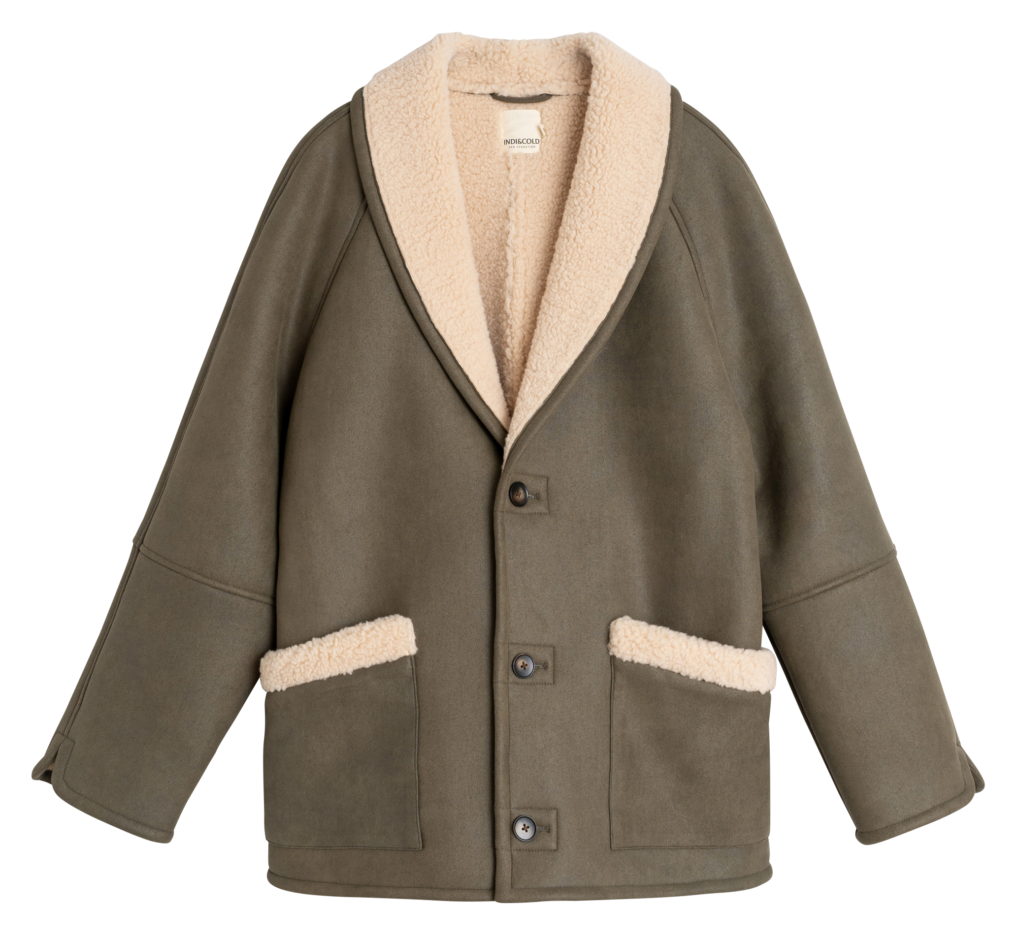 Manteau col à revers  INDI & COLD Kaki