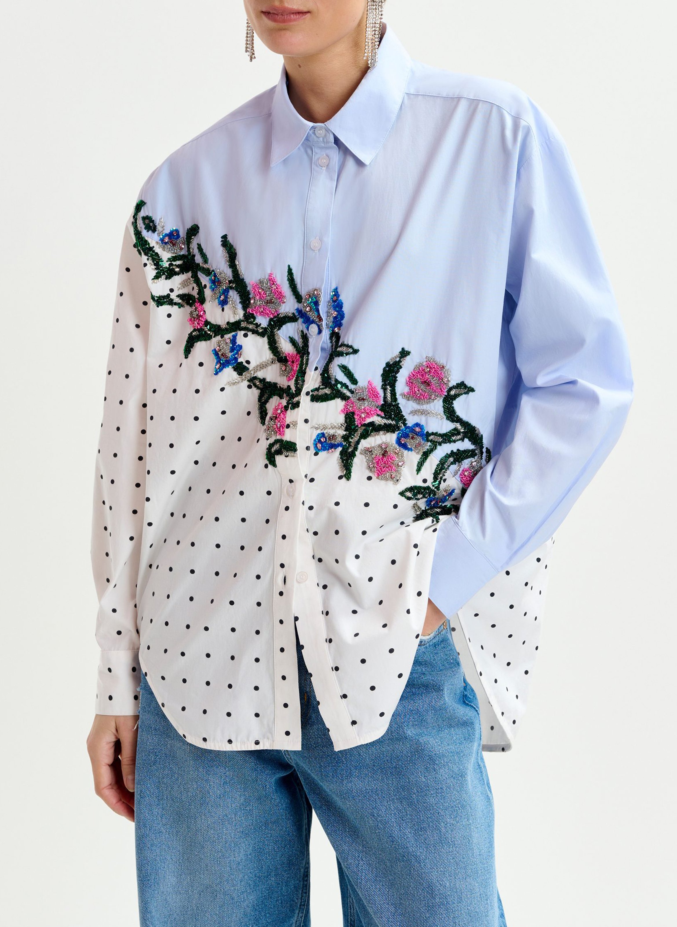 Chemise oversize fantaisie en coton ESSENTIEL ANTWERP Bleu