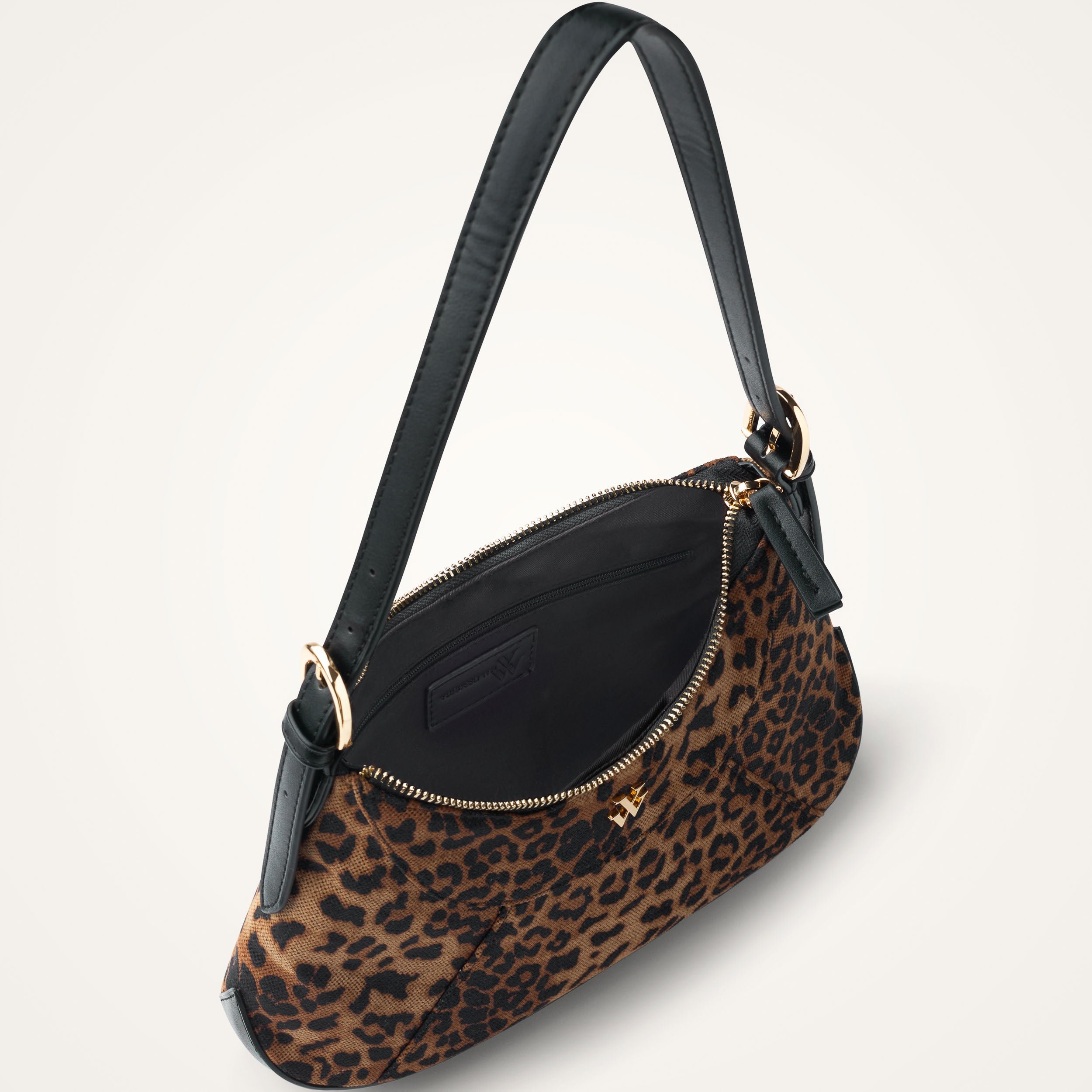 Leopard tweed baguette bag VANESSA WU Brown