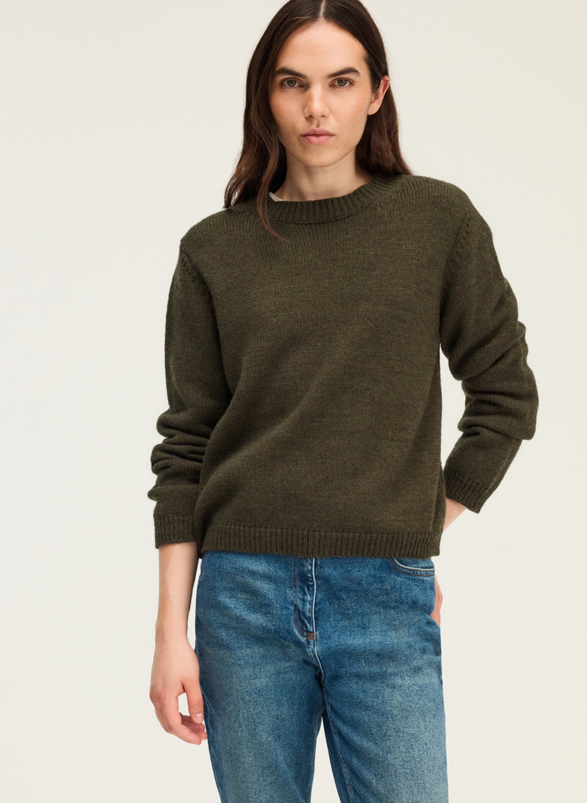 Straight round-neck knit sweater PABLO
