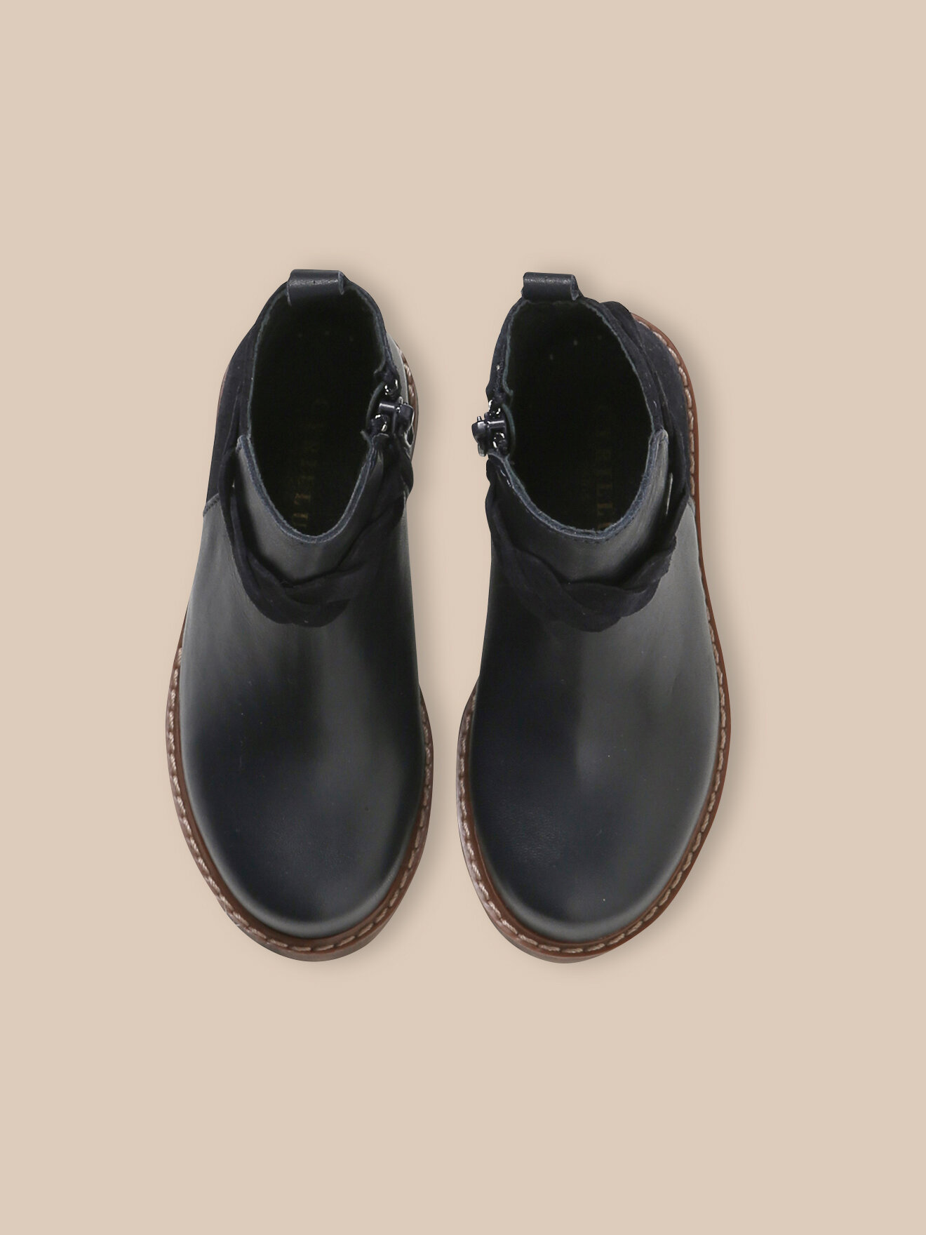 Braided leather boots CYRILLUS Blue