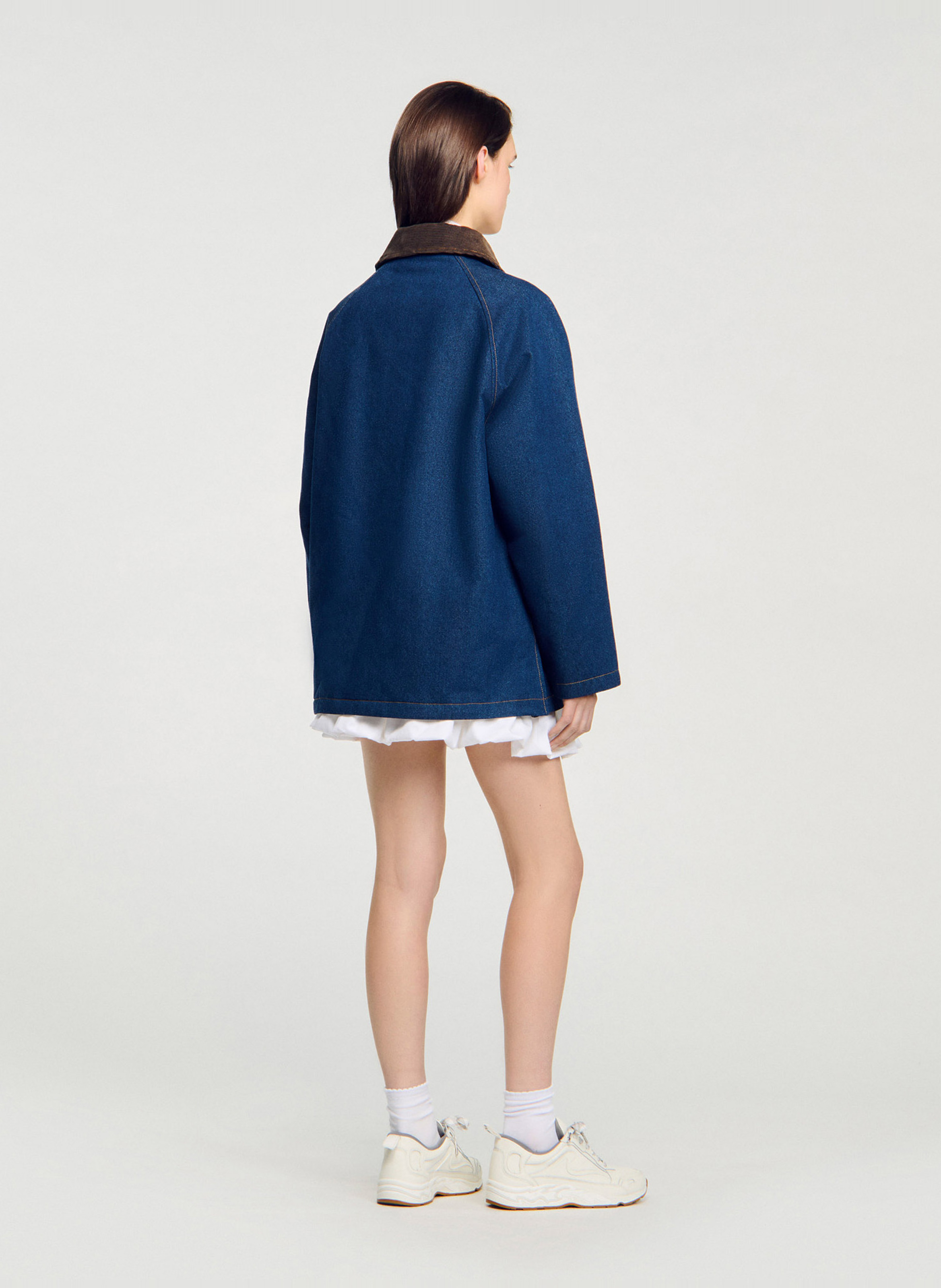 Veste oversize en coton mélangé SANDRO Bleu