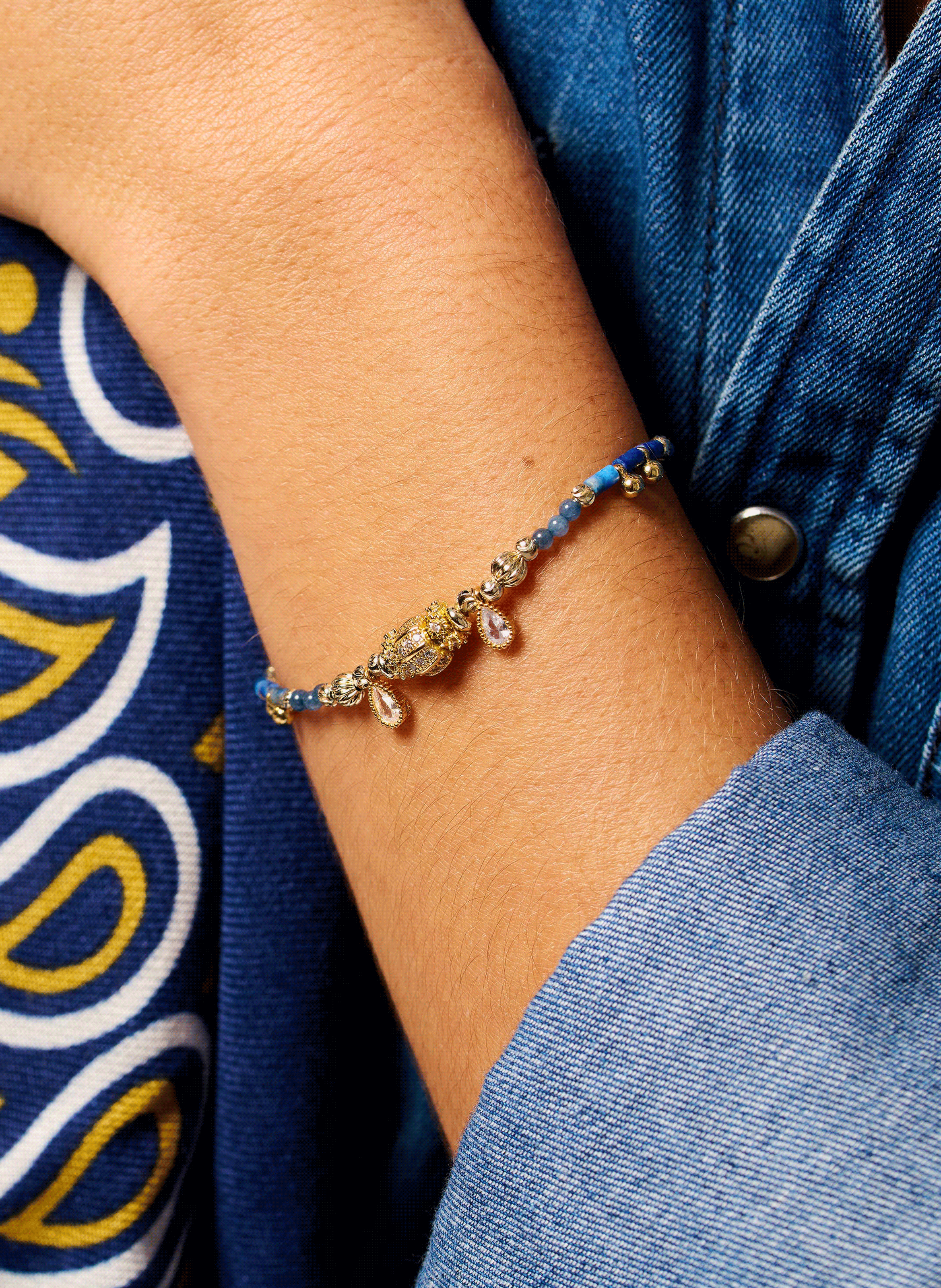 Bracelet with adjustable bead and charm details HIPANEMA Blue