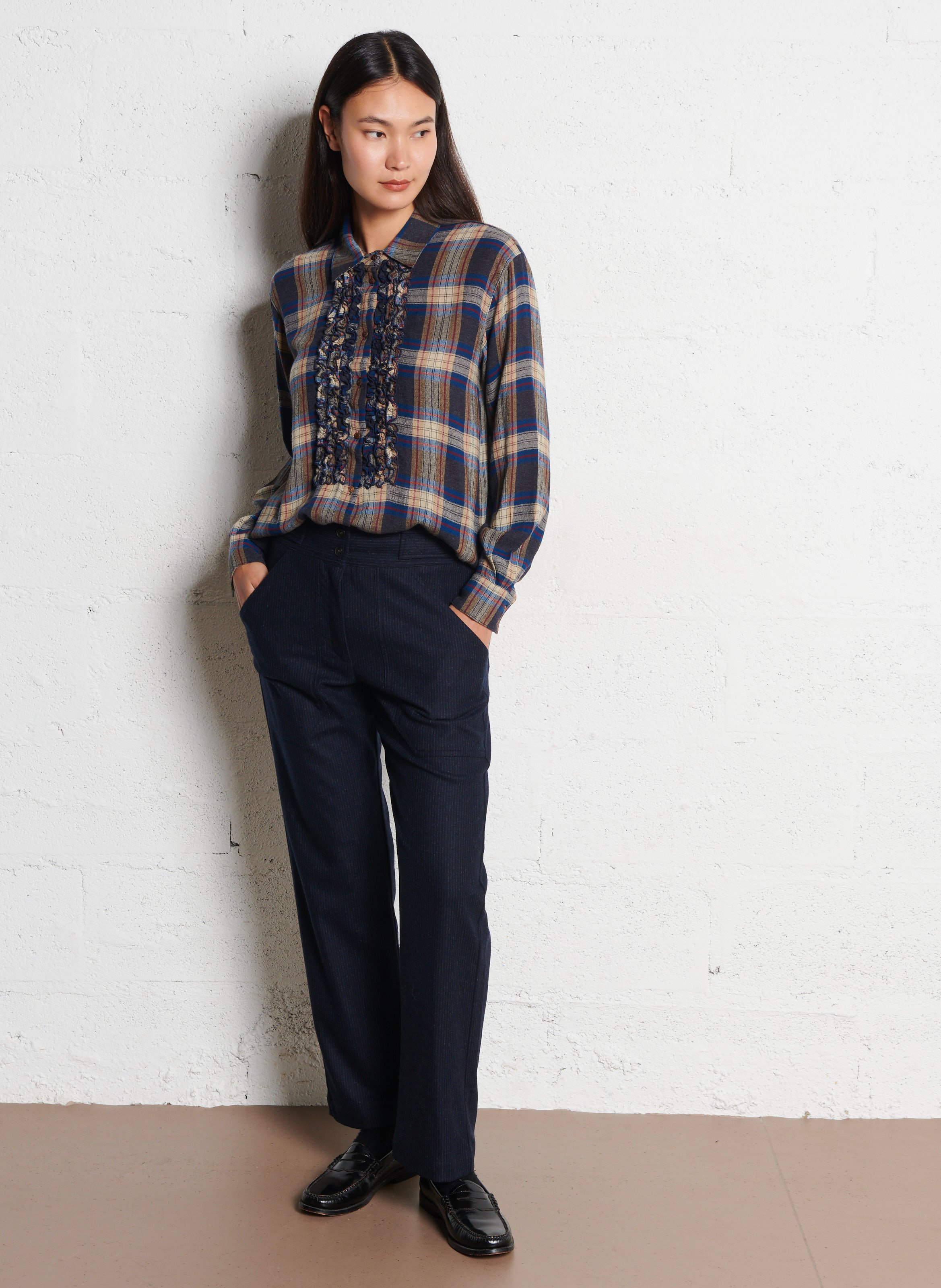 Straight wool trousers DIEGA Blue
