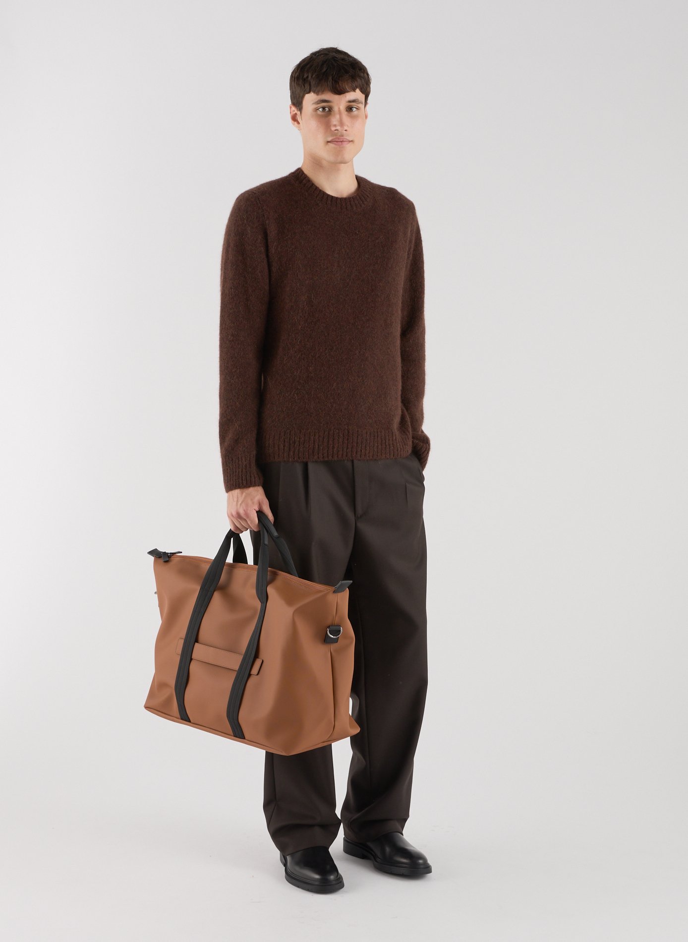 Pull droit col rond en alpaga mélangé SAISON 1865 Marron