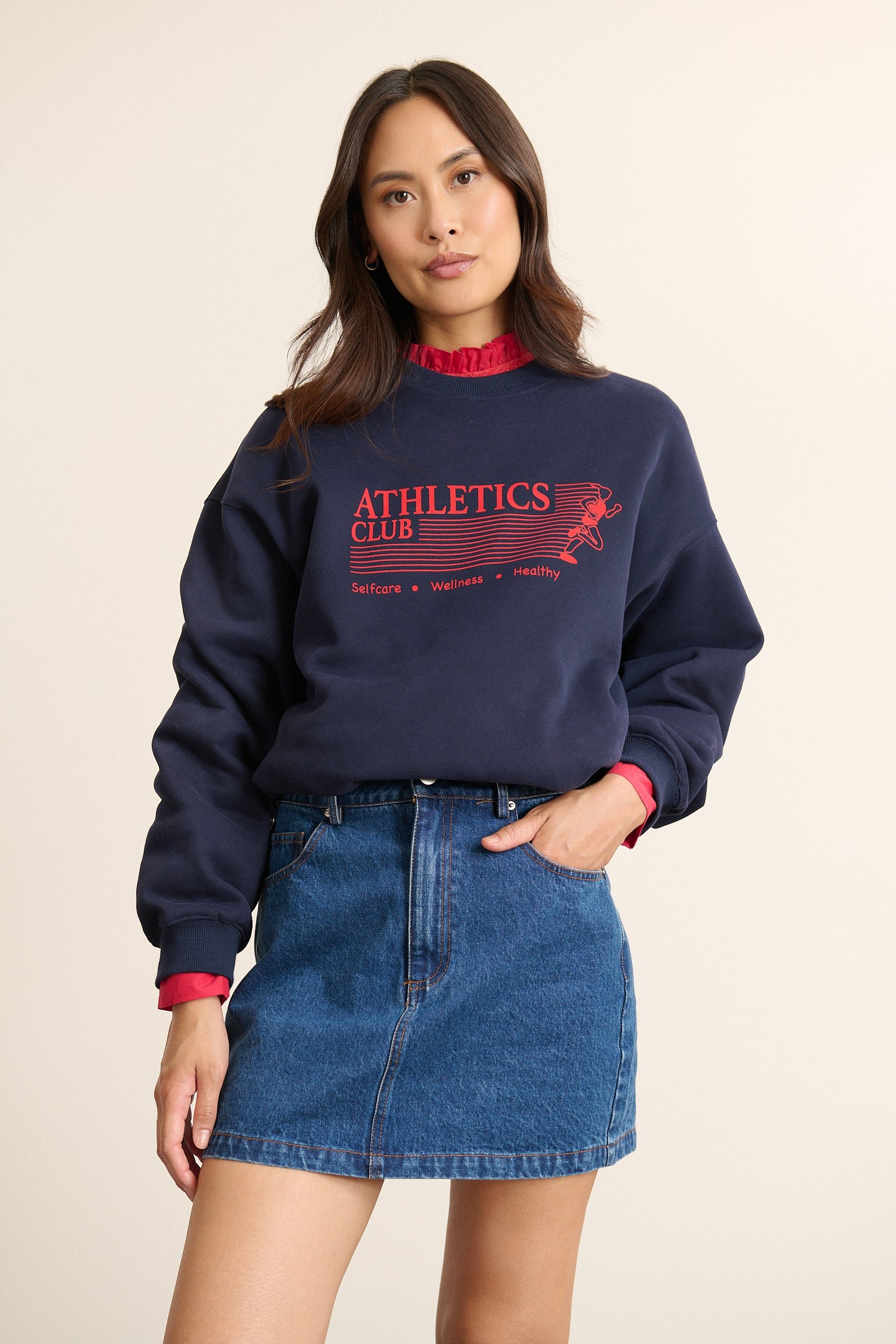 Oversized round neck sweatshirt with print GARANCE PARIS Blue