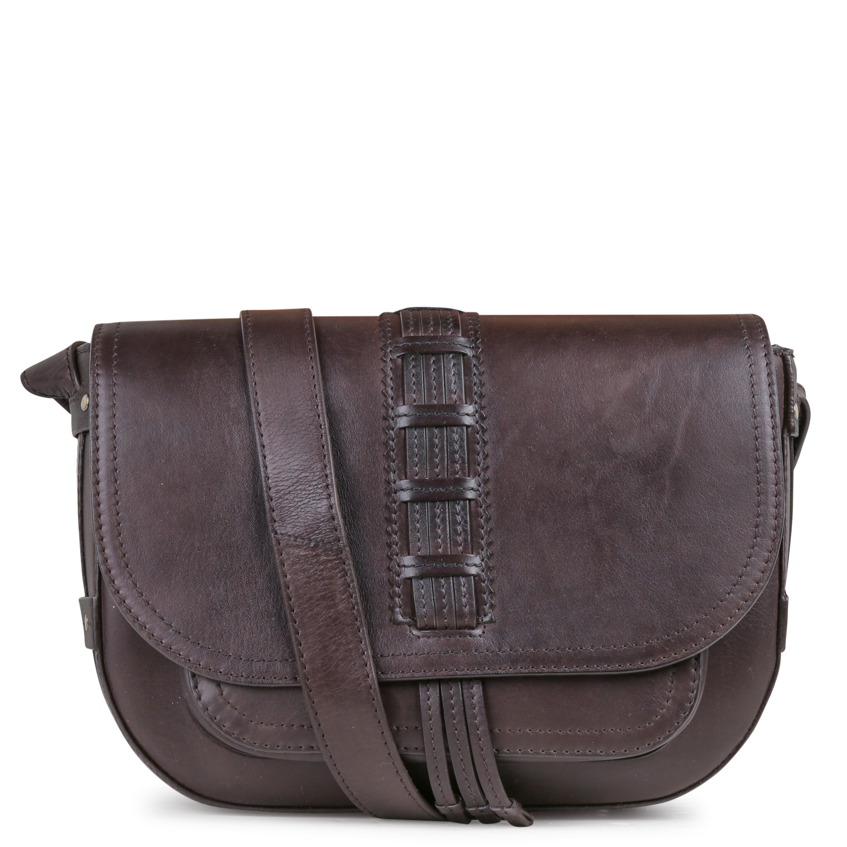 Sac bandoulière en cuir MAISON 123 Marron