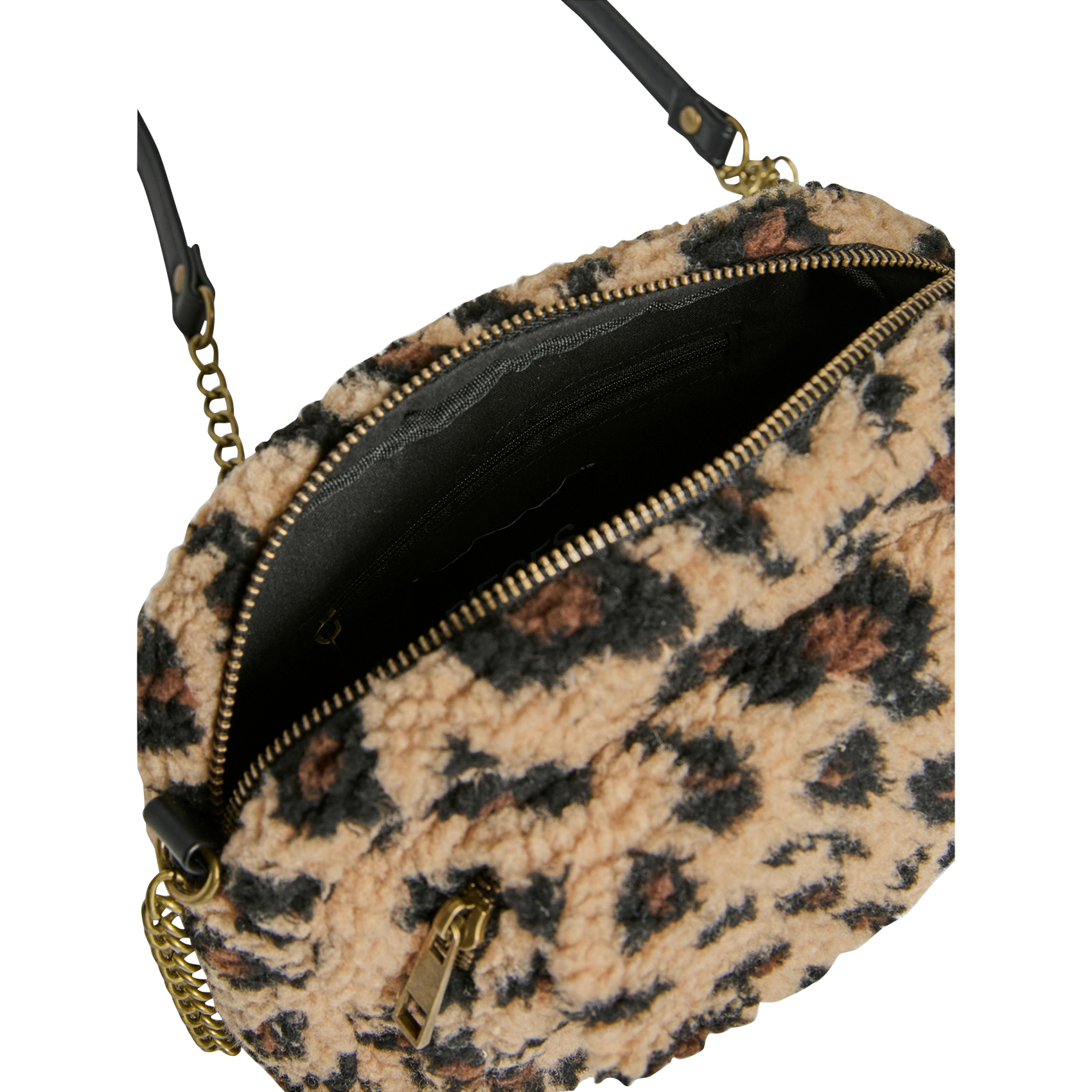 Schoudertas van bedrukte bont PIECES Beige