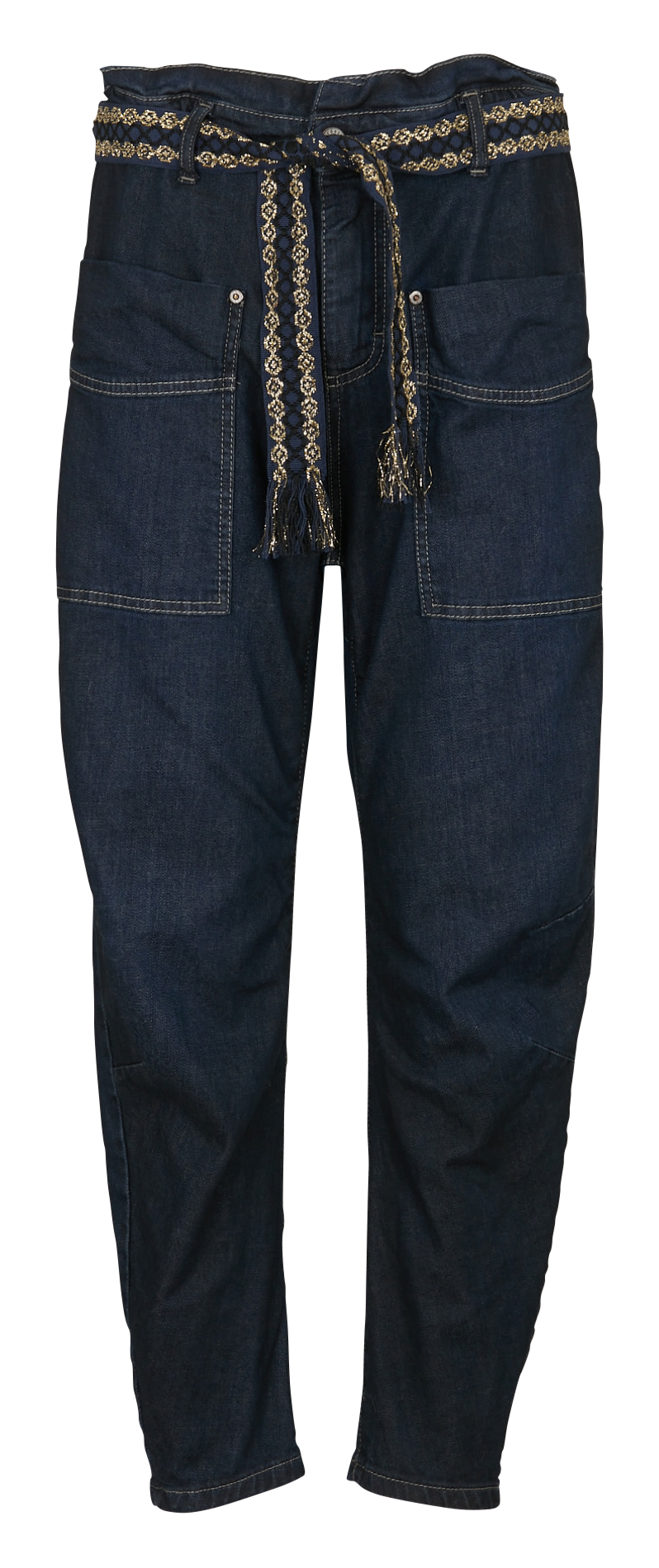 Jean paperbag taille haute en coton mélangé PLEASE Bleu