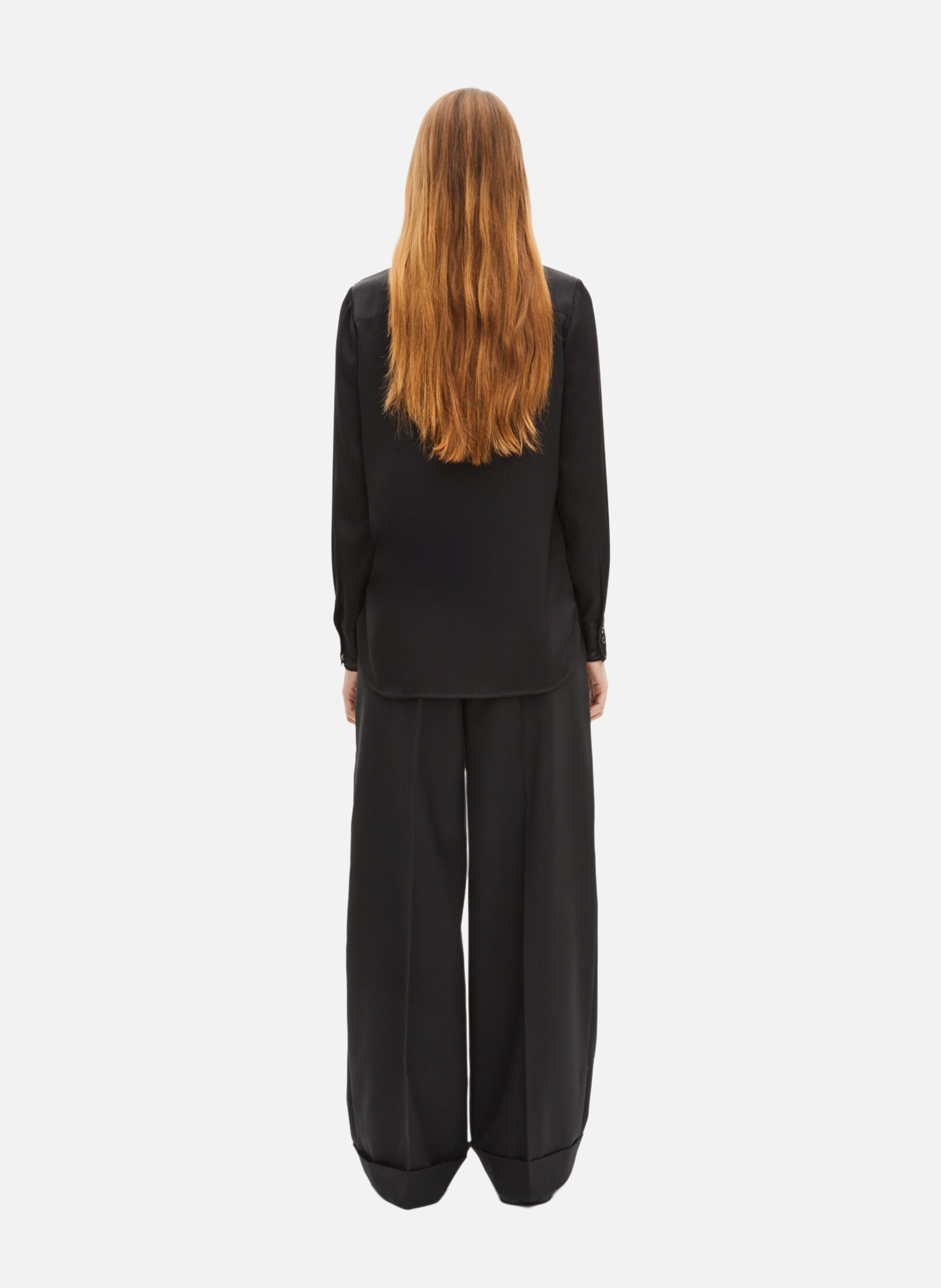 Printed silk satin classic-collar shirt THE KOOPLES Black