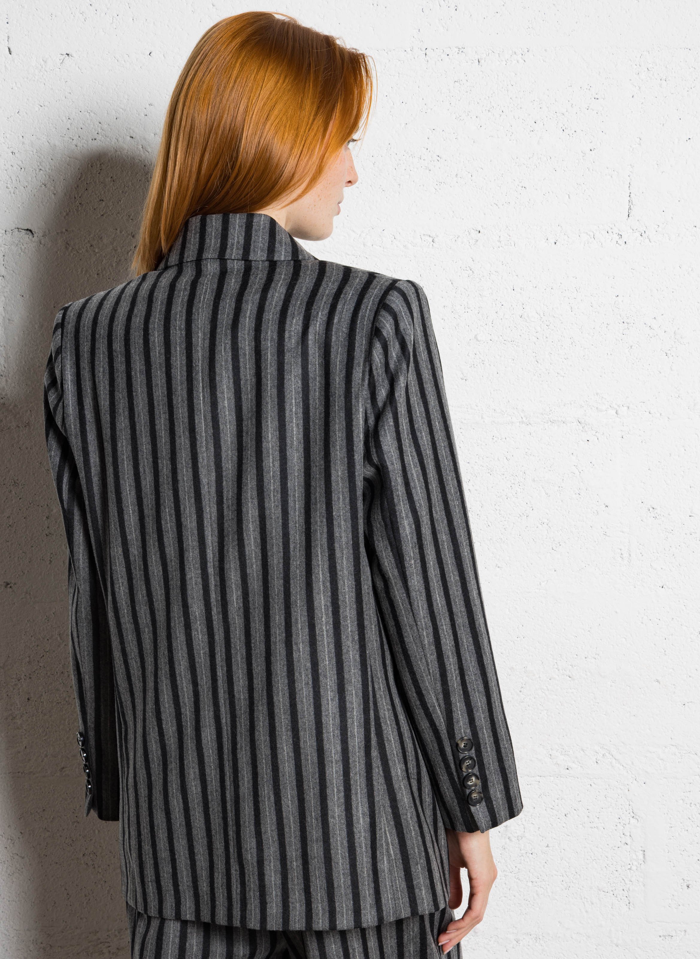 Fitted wool-blend suit collar jacket SOPHIE+LUCIE Grey