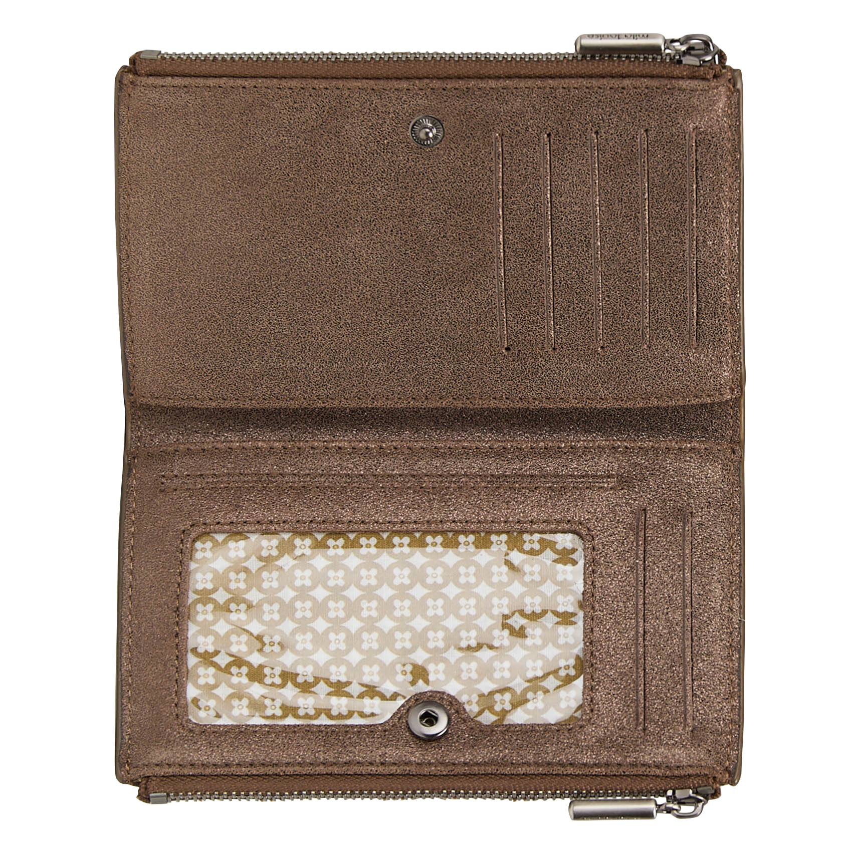 Leren portefeuille met pailletten MILA LOUISE Kaki